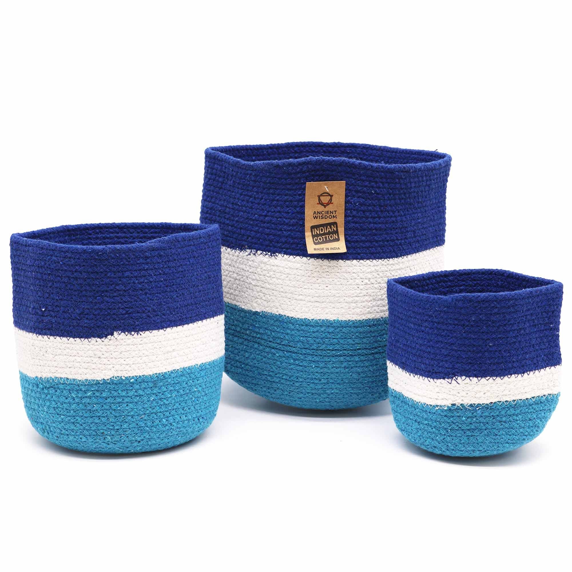 Conjunto de Cestos em Corda de Juta com Olho Turco