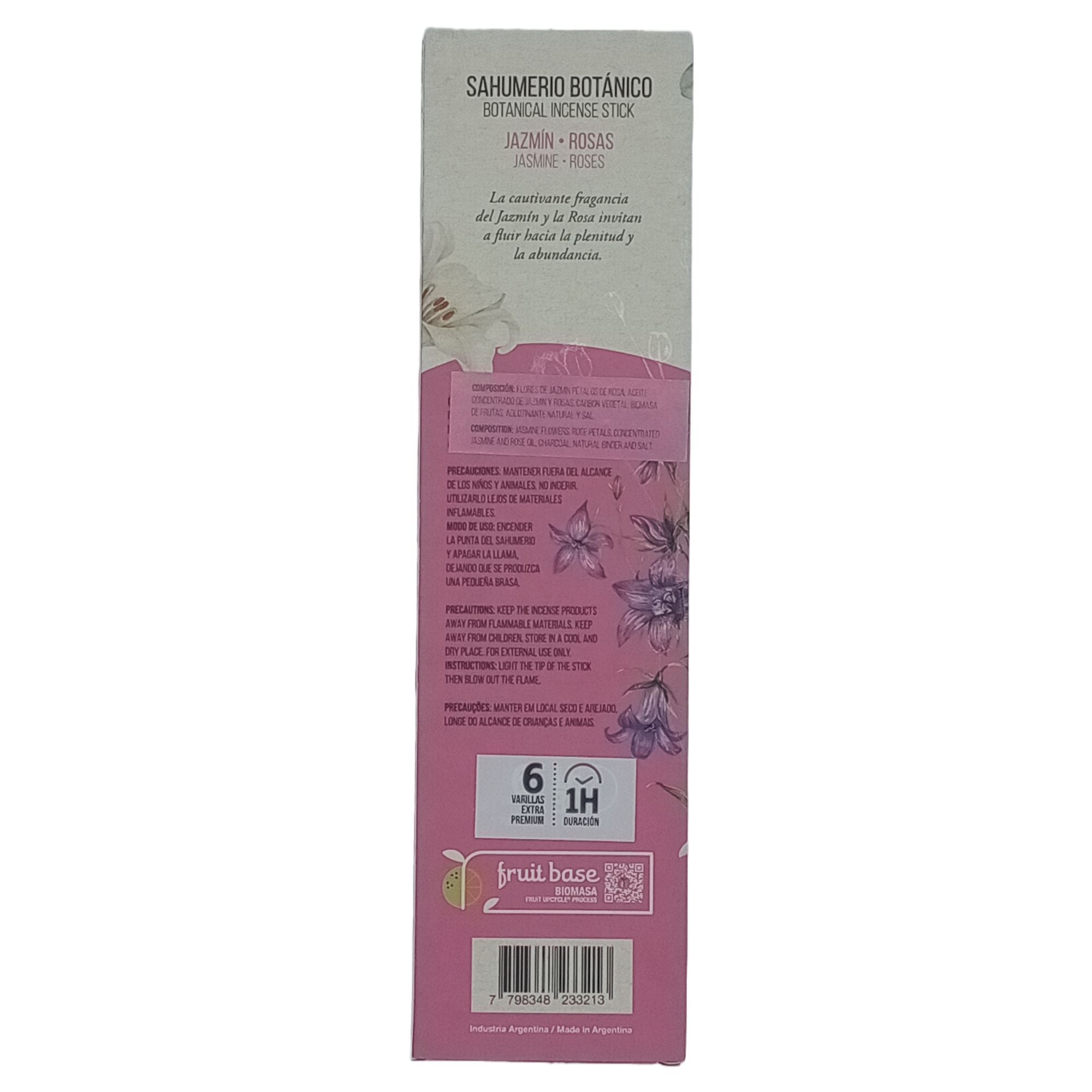 Incenso Botânico Jasmim e Rosa