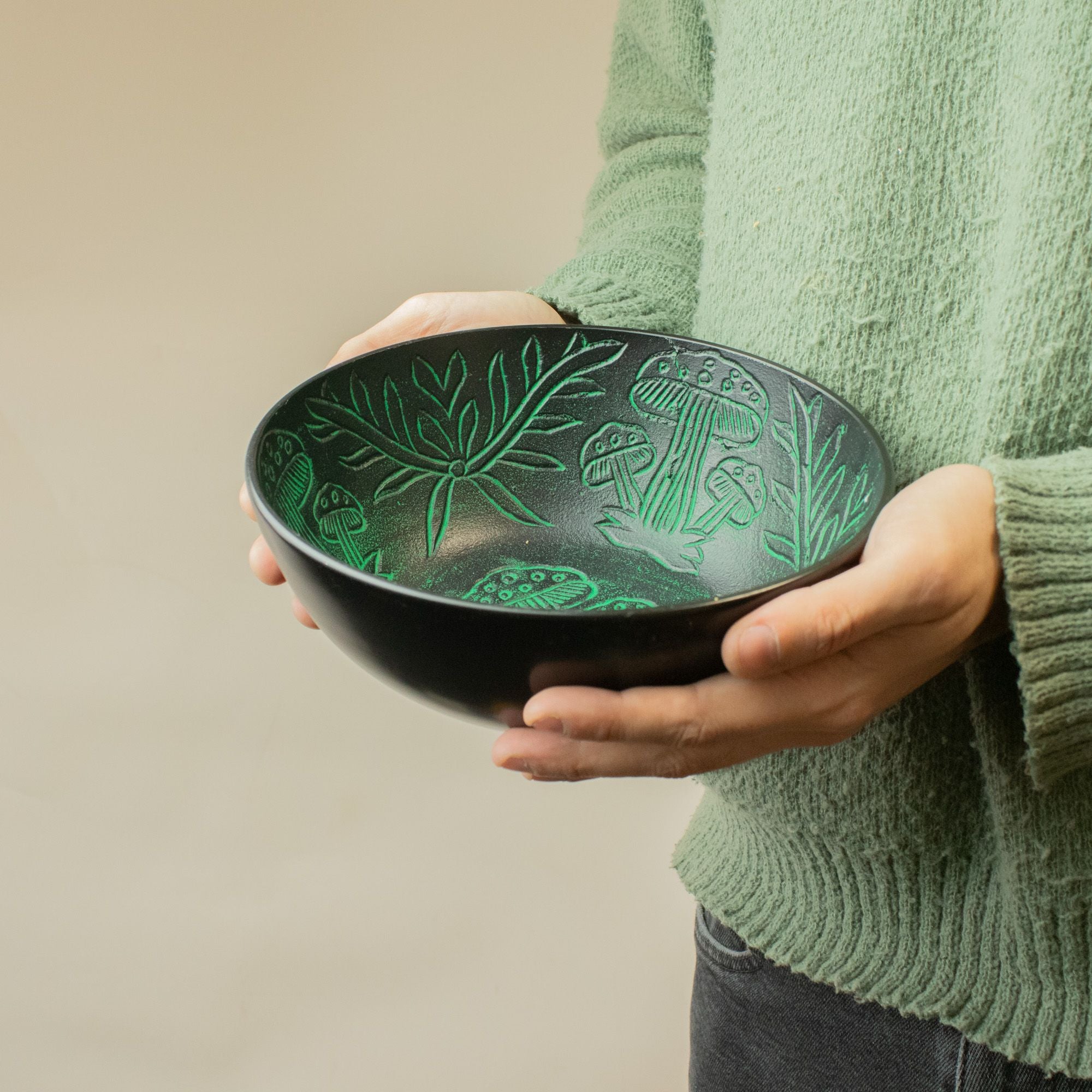 Cuenco Tibetano de Aluminio – Champiñón Mágico – Verde