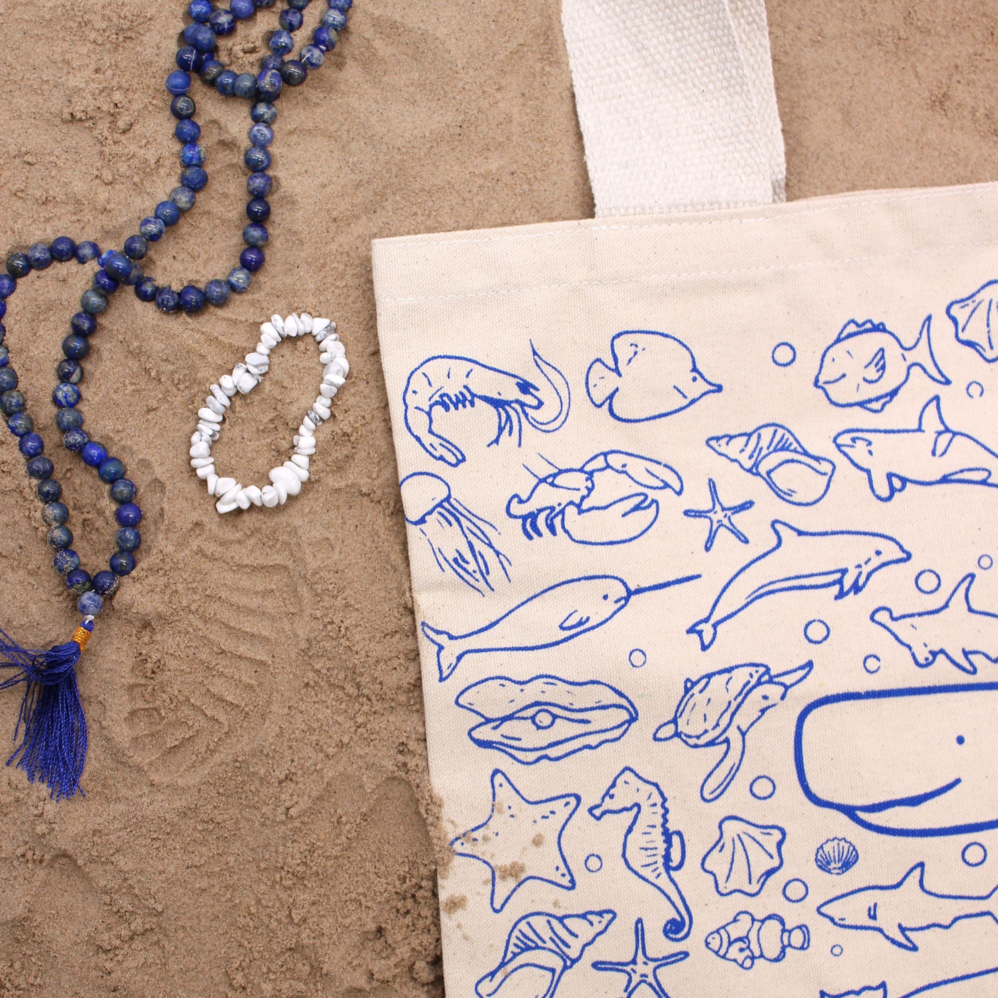 Bolsa de Algodão Grande - Vida Marinha