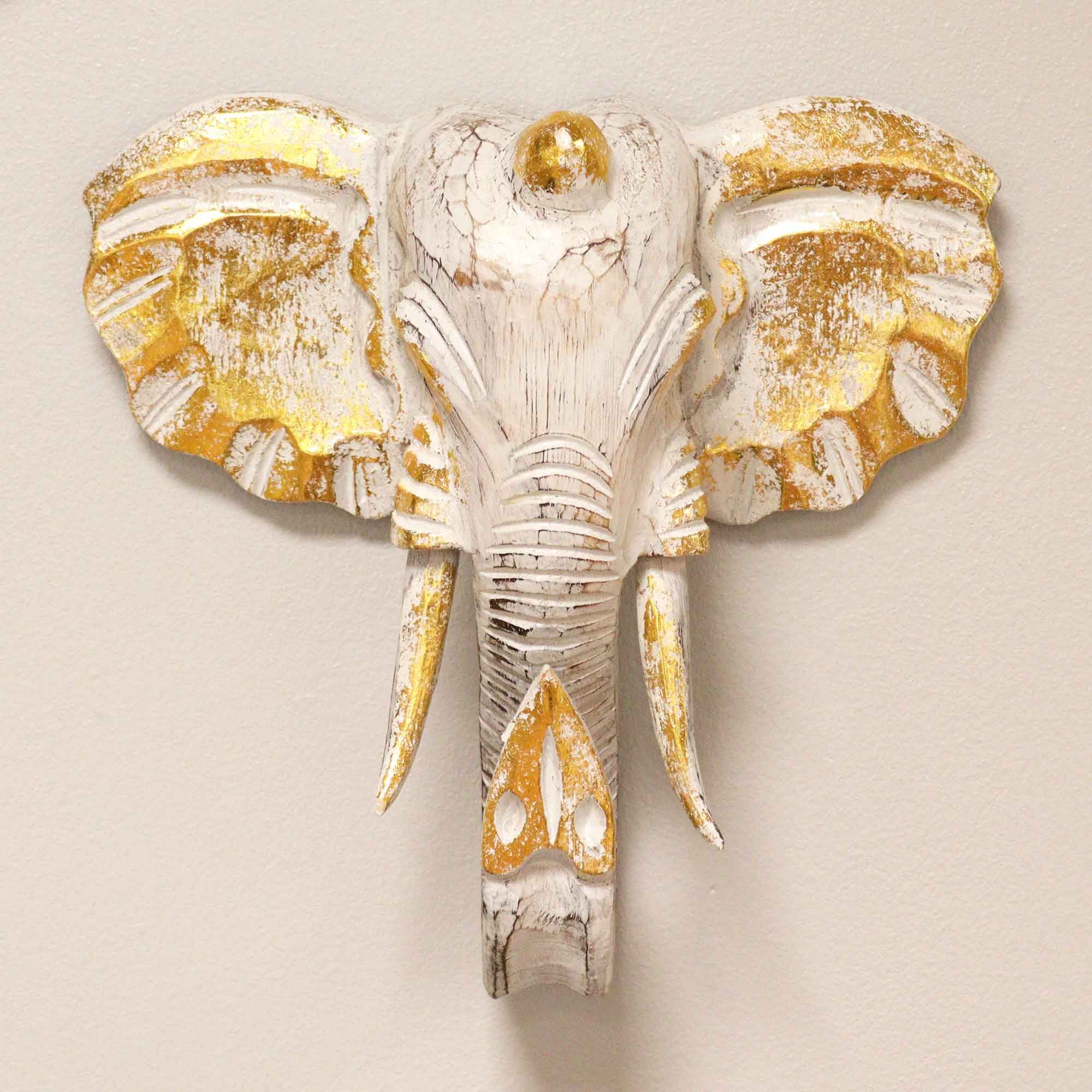 Cabeça de Elefante Grande – Dourado e Branco