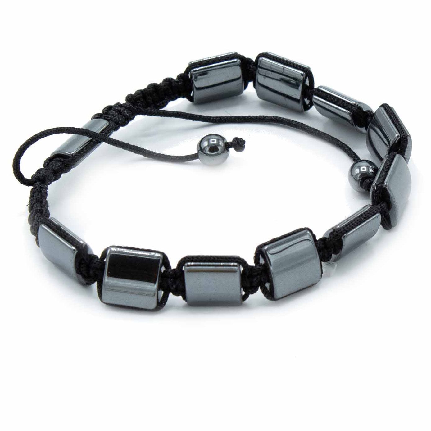 Pulsera Magnética Shamballa de Hematita – Cubos Dobles