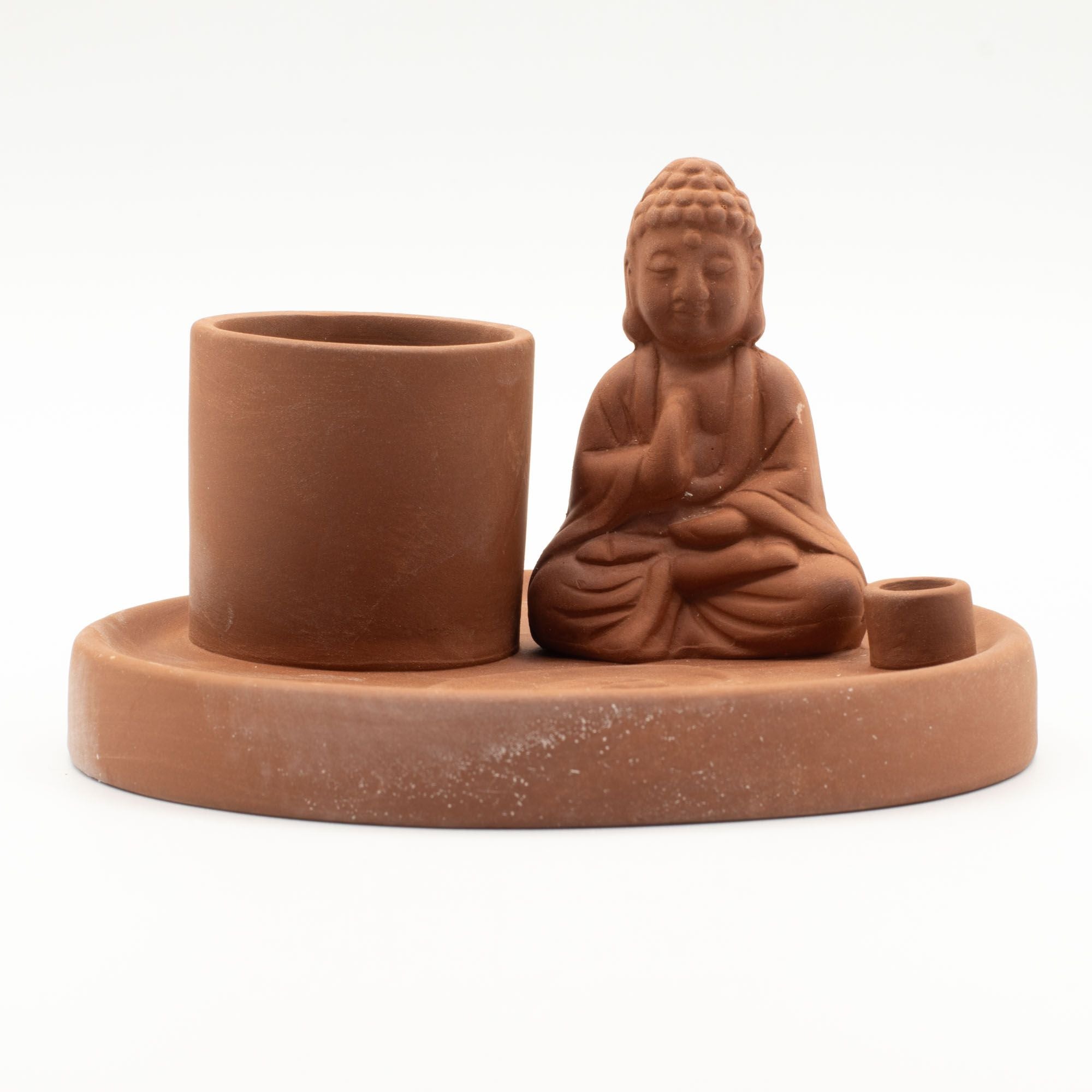 Prato de Incenso Buda Multifunções Estilo Terracota Natural