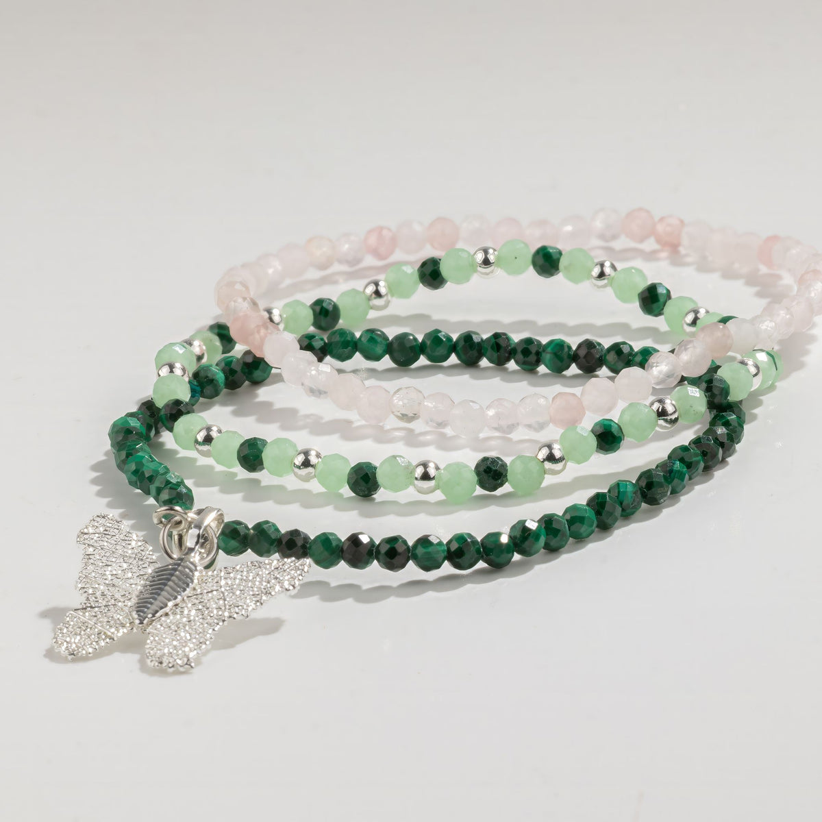 Conjunto de 3 Pulseiras Nymph Spirit com Pedras Naturais - Espírito do Bosque