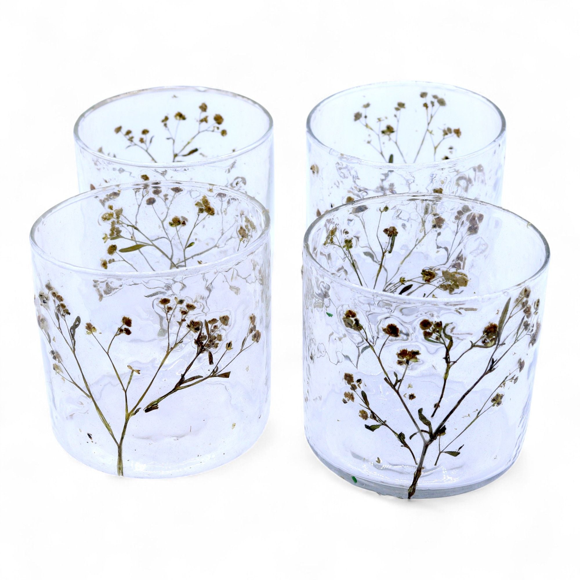 Castiçal de Vidro Floral Natural Cilíndrico Margarita 8 x 8 cm