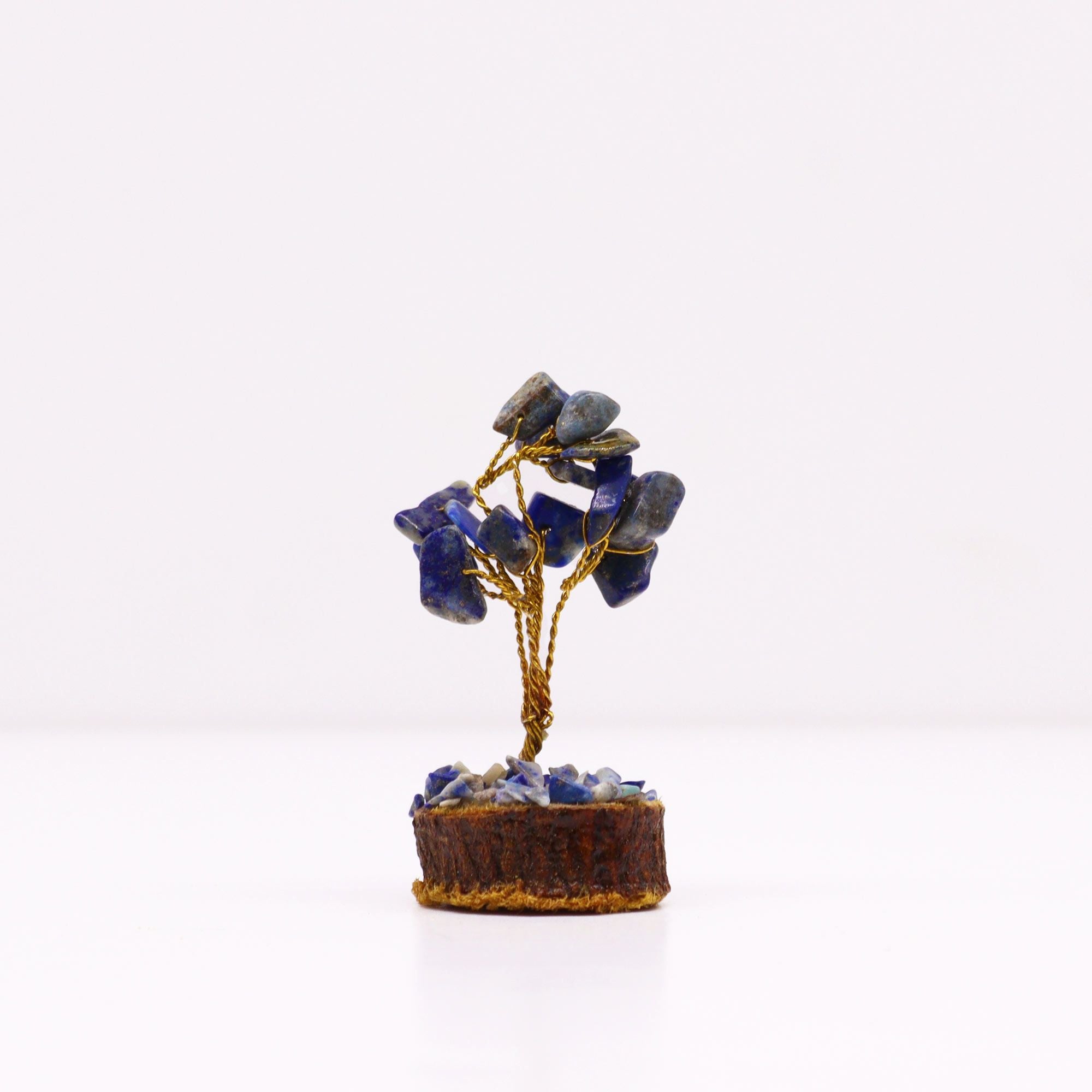 Mini Árvore de Pedras Naturais Base Madeira Sodalite (15 Pedras)