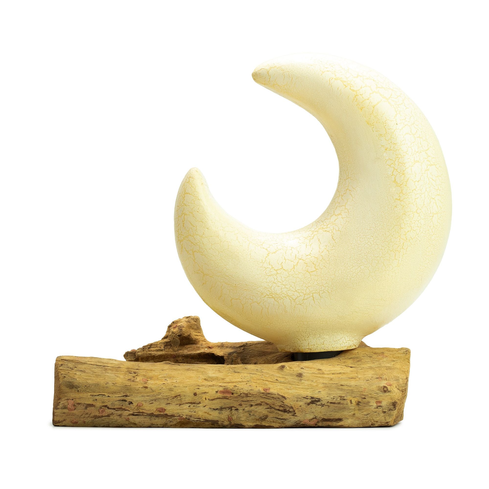 Lâmpada de Mesa com Abajur Meia-Lua Craquelado – Cinzento
