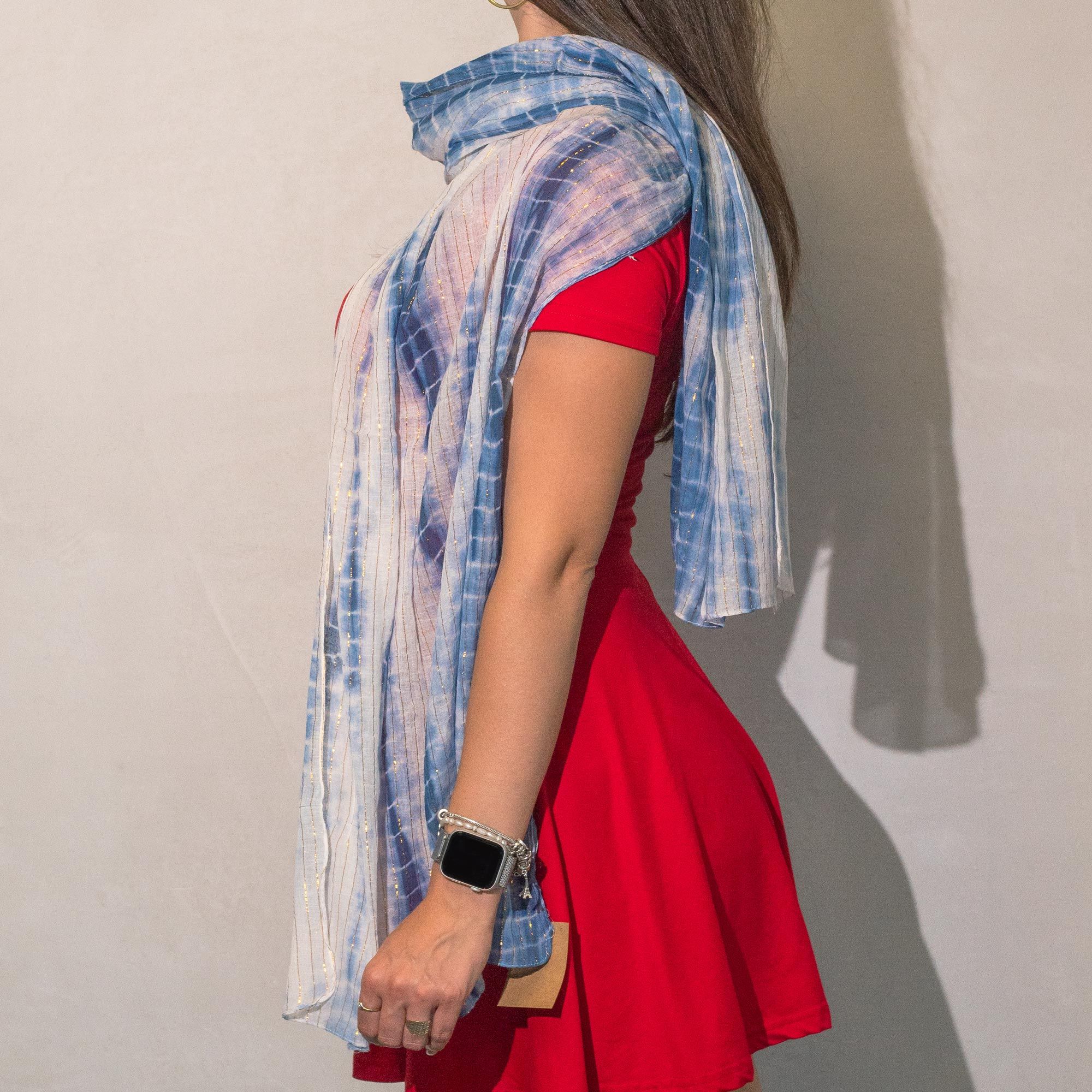 Écharpe de festa Nomad Sari Brilhante - Azul-Escuro - 180x50 cm