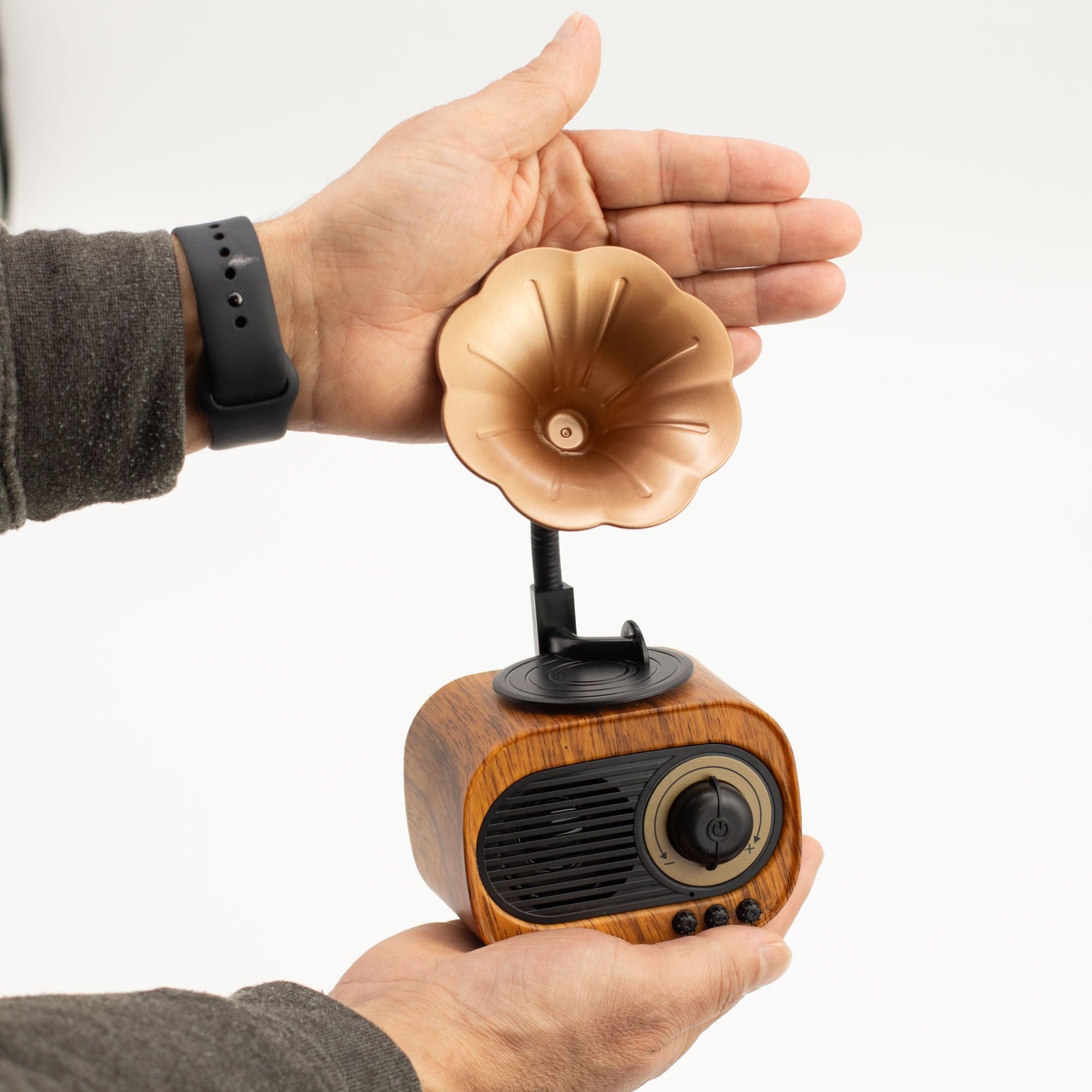 Coluna de Som Mini Gramofone Retro com Bluetooth e Rádio FM