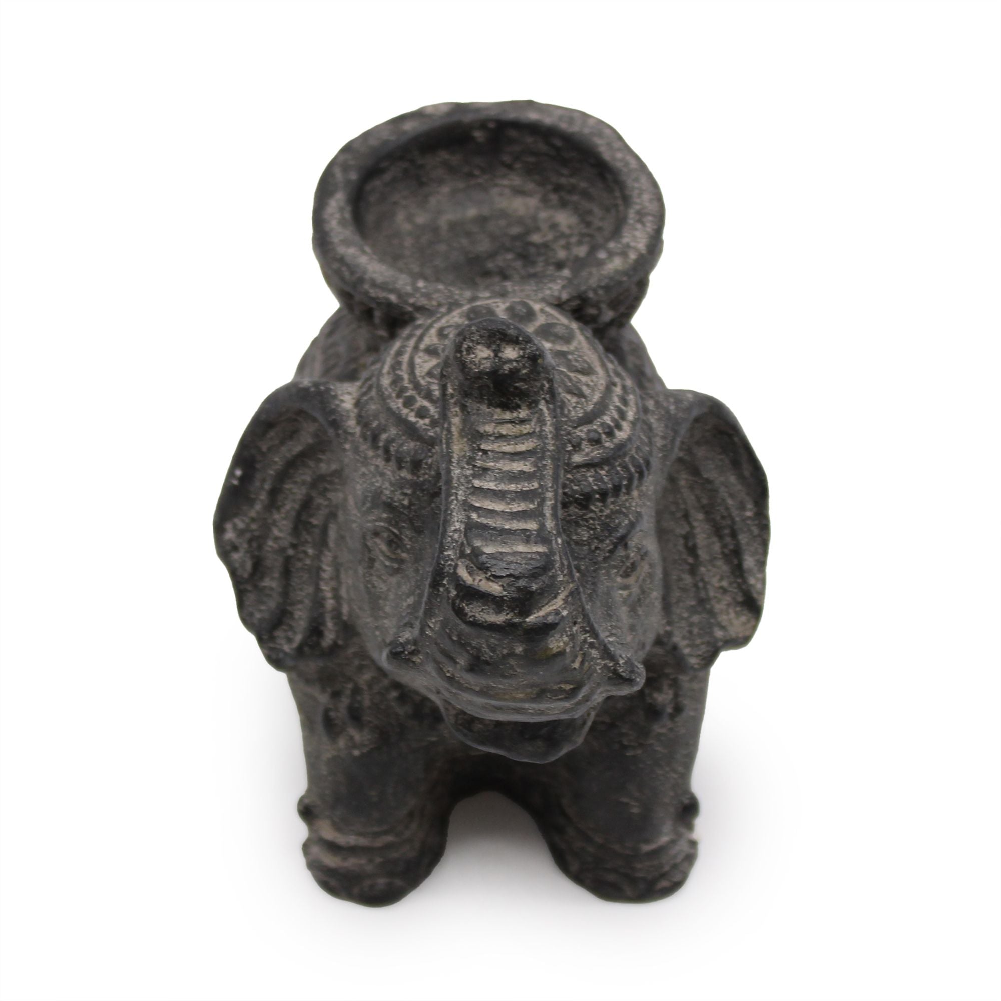 Soporte para Incienso de Elefante con Candelabro Negro Antiguo