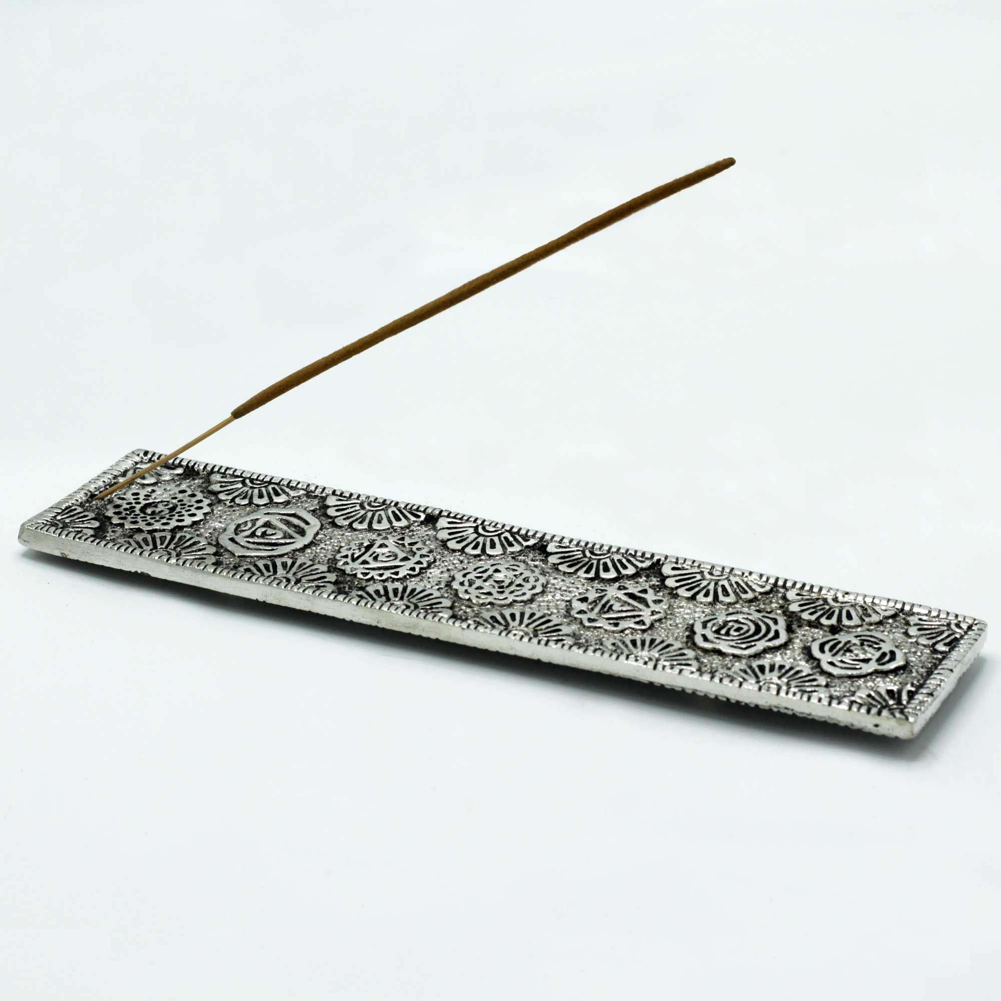Polished Aluminium Long Chakras Incense Holder