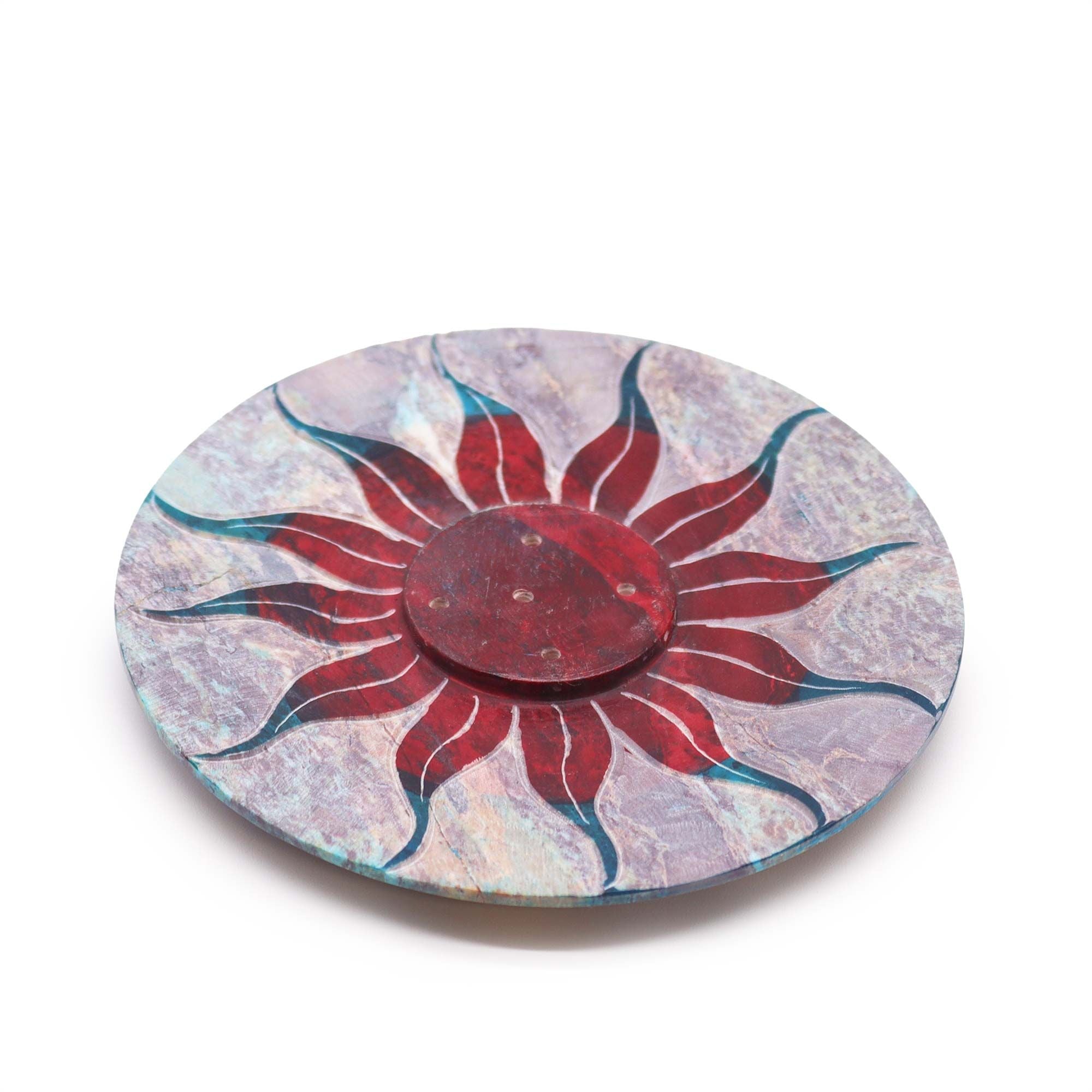 Suporte de Incenso Disco em Esteatite Flor do Sol
