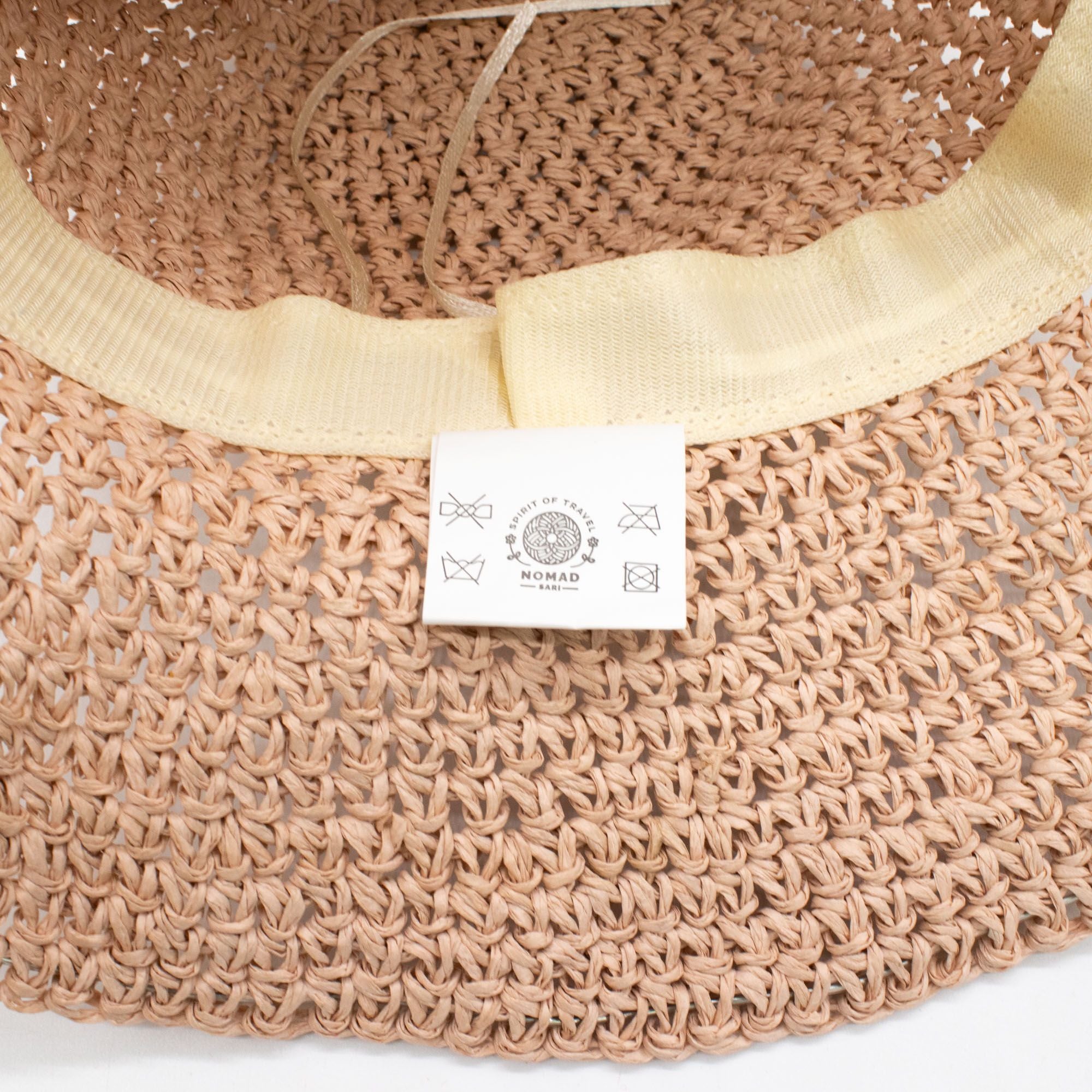 Chapéu Nomad Sari em palha de aba larga - Rosa Blush