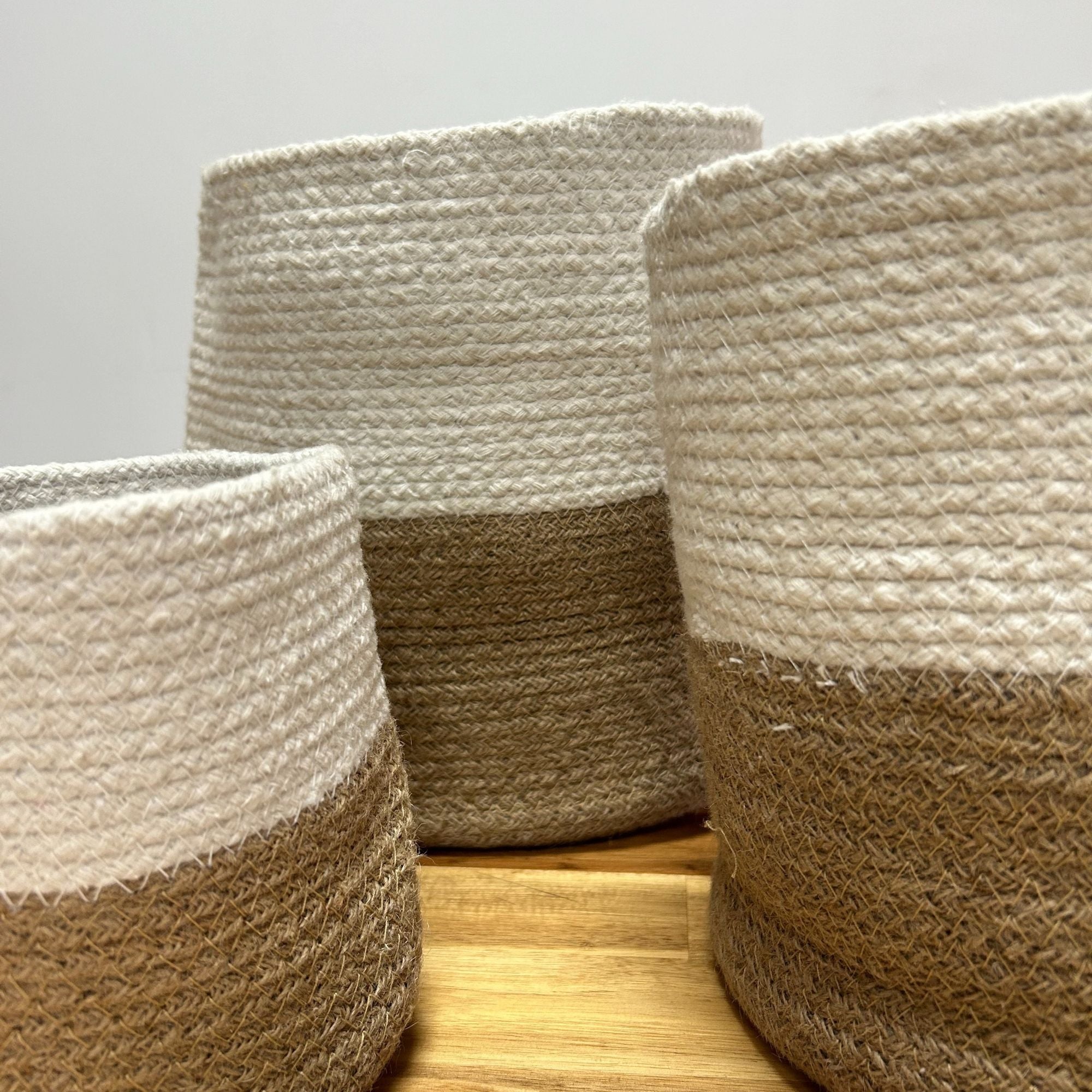 Conjunto de Cestos em Algodão e Juta – Laranja