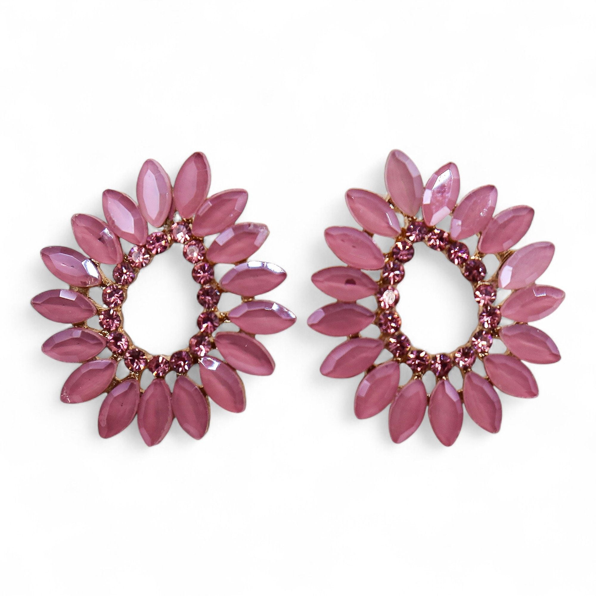 Brincos de Cristal Vintage - Aro - Quartzo Rosa