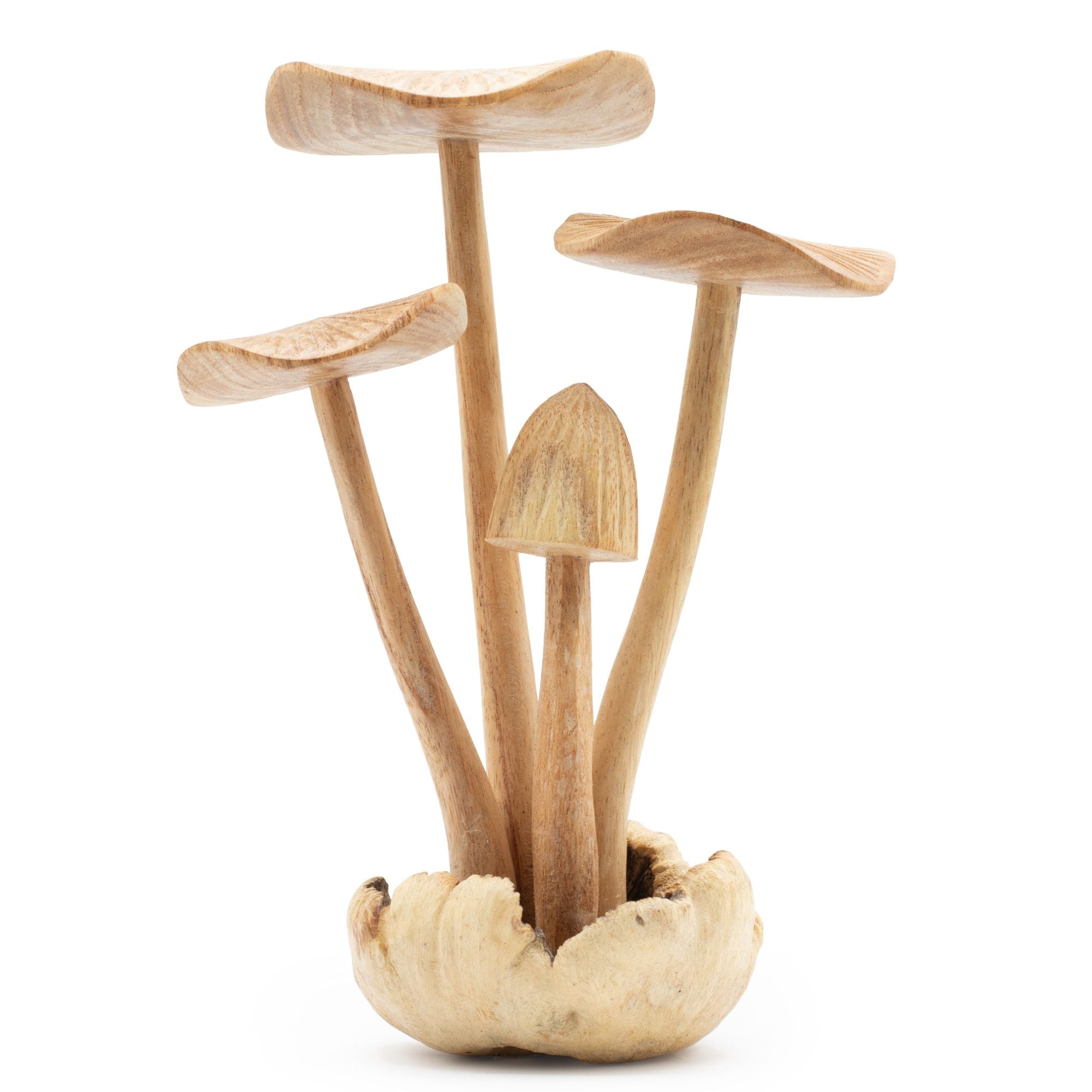 Conjunto de 4 Cogumelos Grandes em Madeira Parasita
