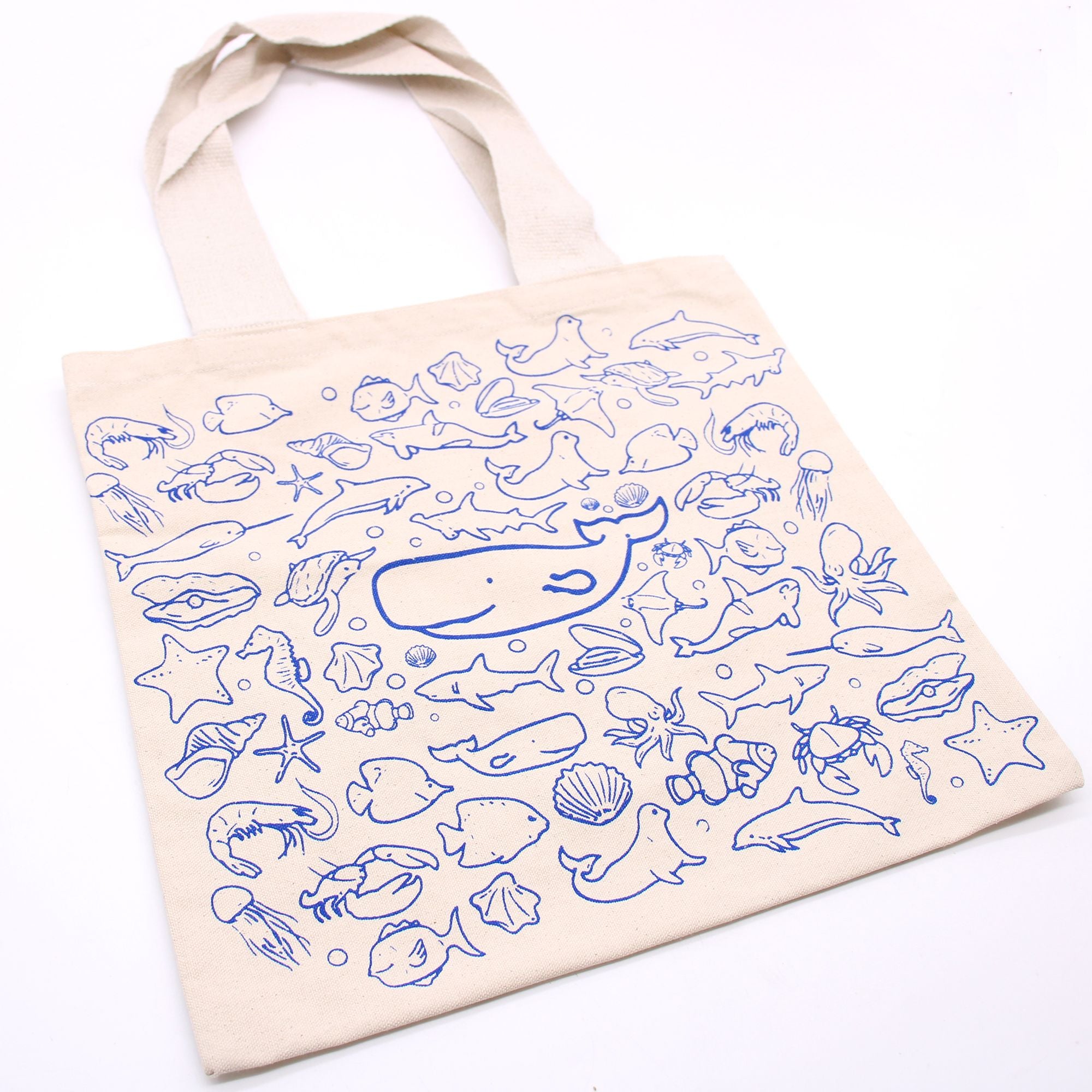 Bolsa de Algodão Grande - Vida Marinha