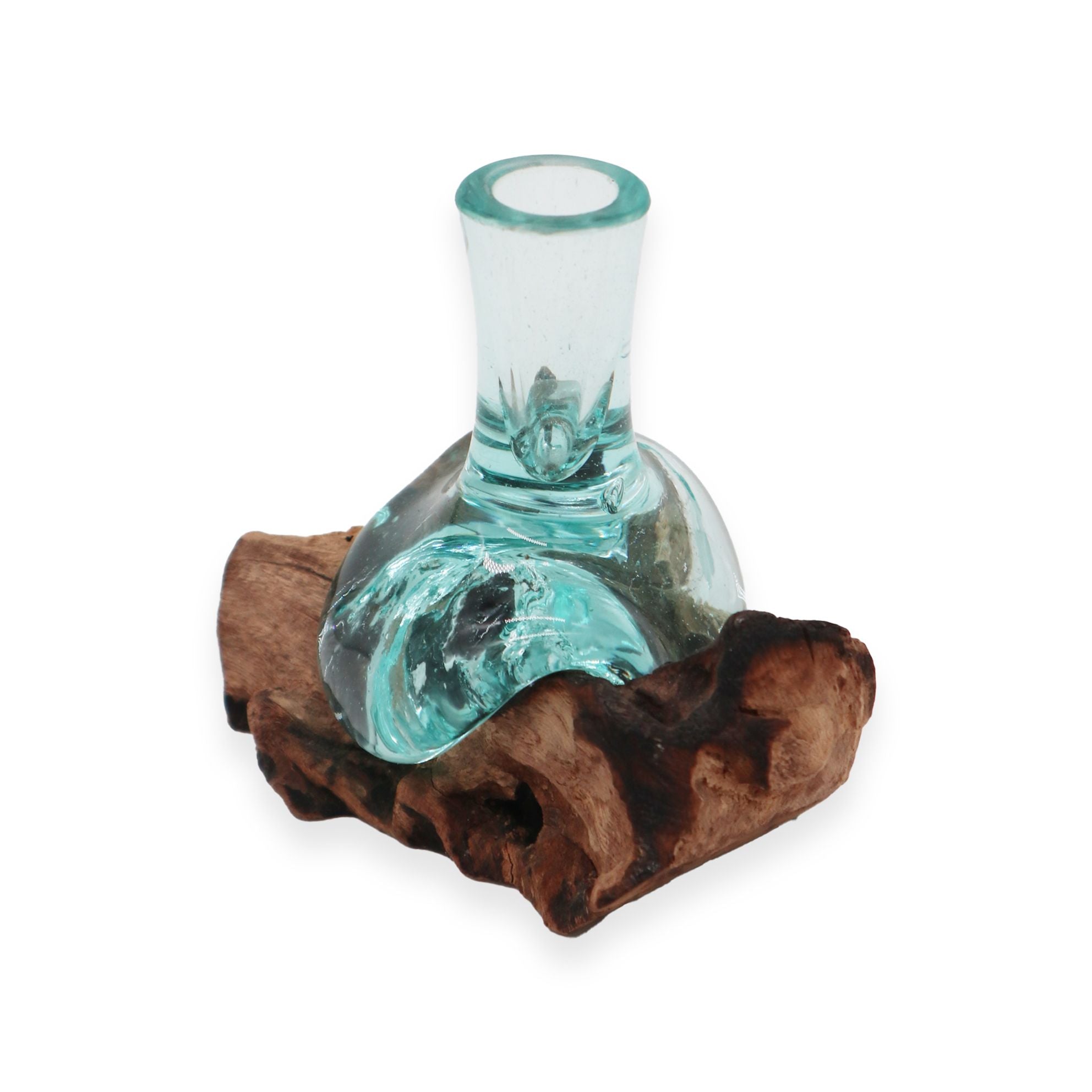 Small Fused Glass and Wood Planter