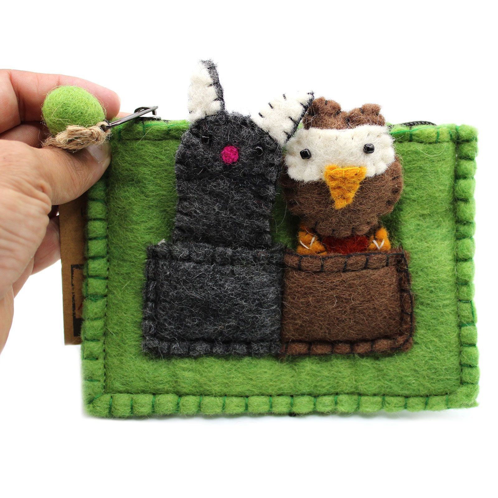 Bolsa com marionetas de dedo - Coruja e gatinho