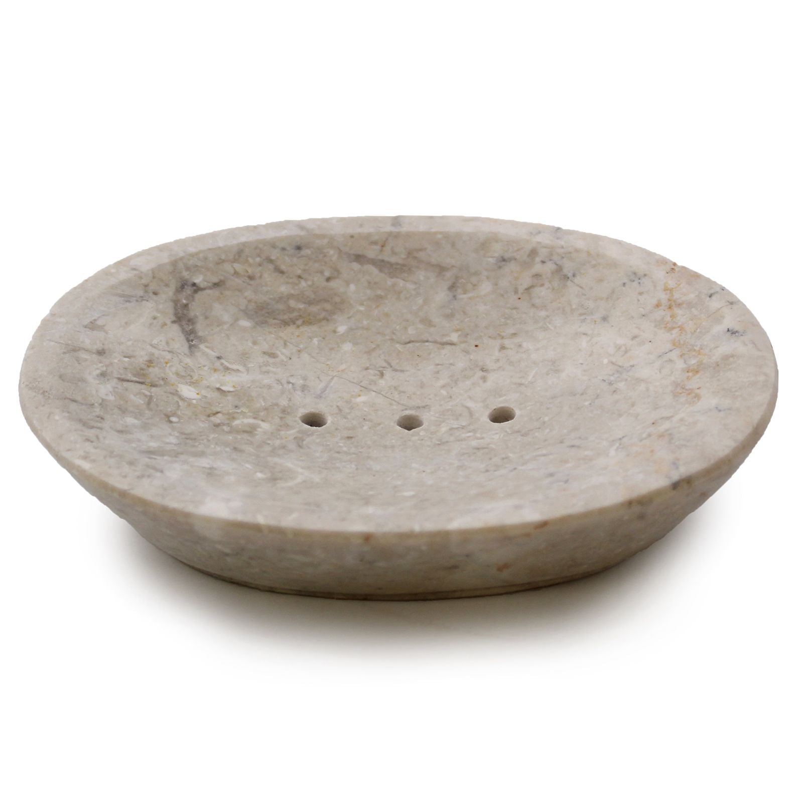 Saboneteira Clássica Oval em Mármore Creme