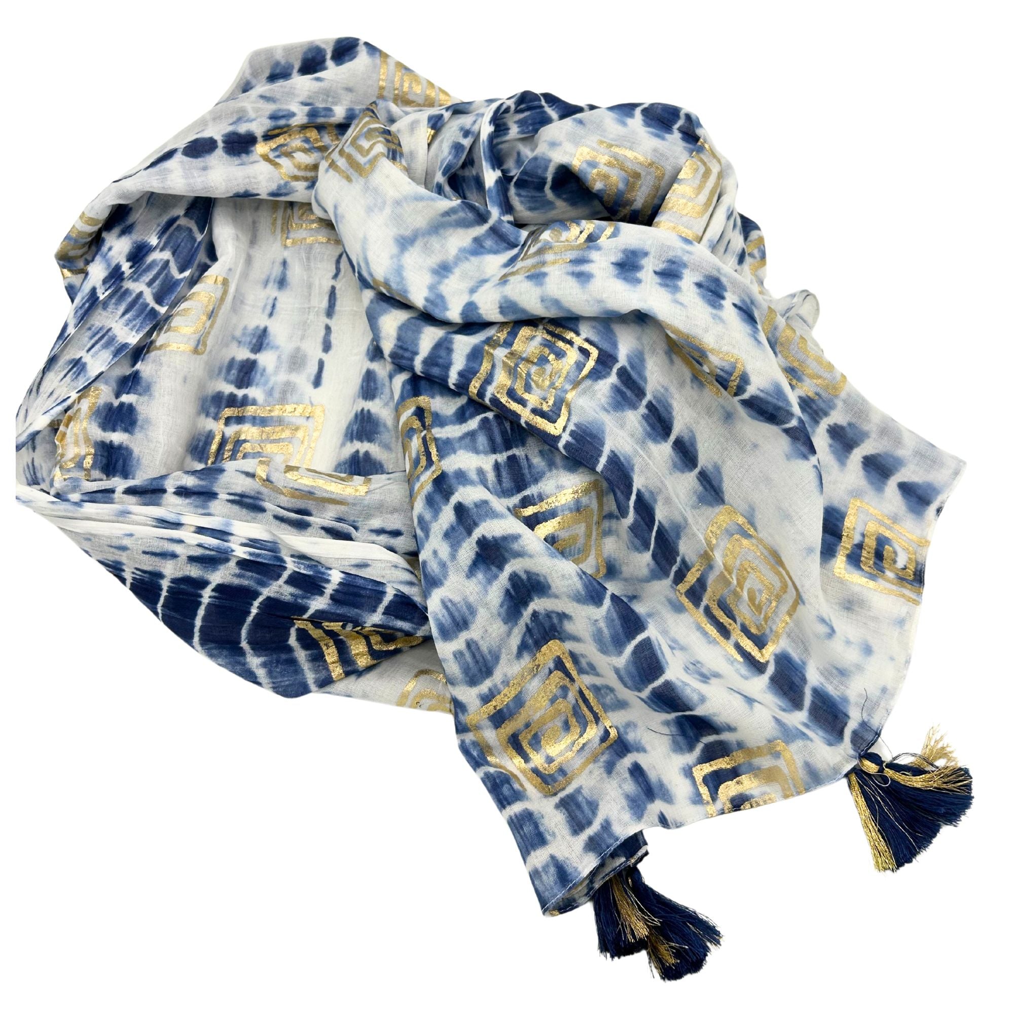 Pareo Nomad Sari Mediterrâneo - Tie-Dye Azul Estampado
