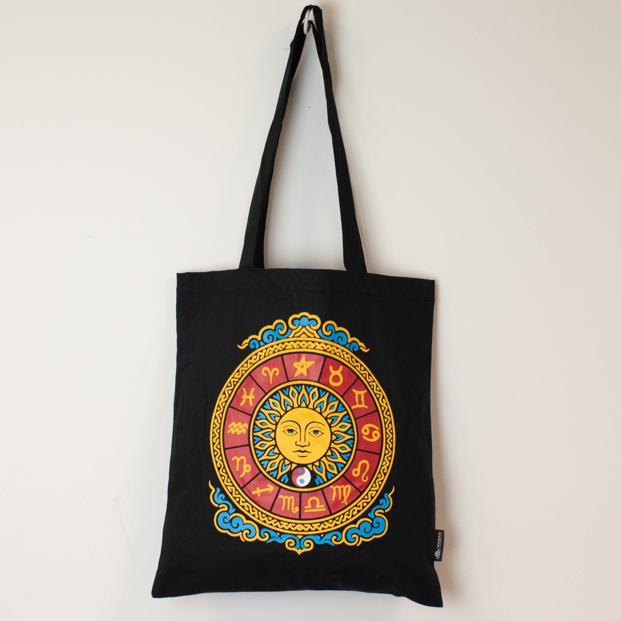 Mala tote icónica e clássica - Sol do Zodíaco - Preto 6 oz