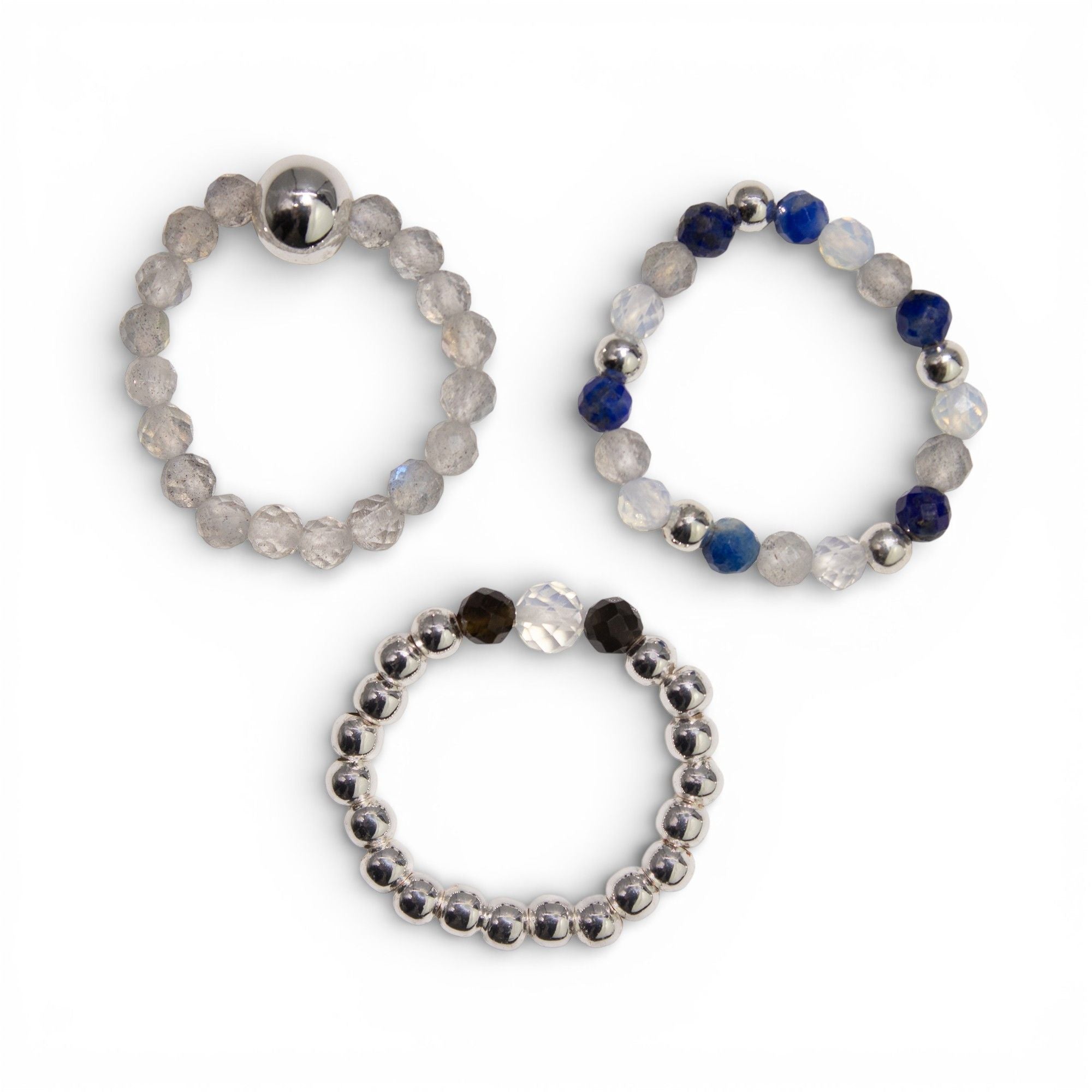 Conjunto de Anéis com Pedra Nymph – Aurora Boreal