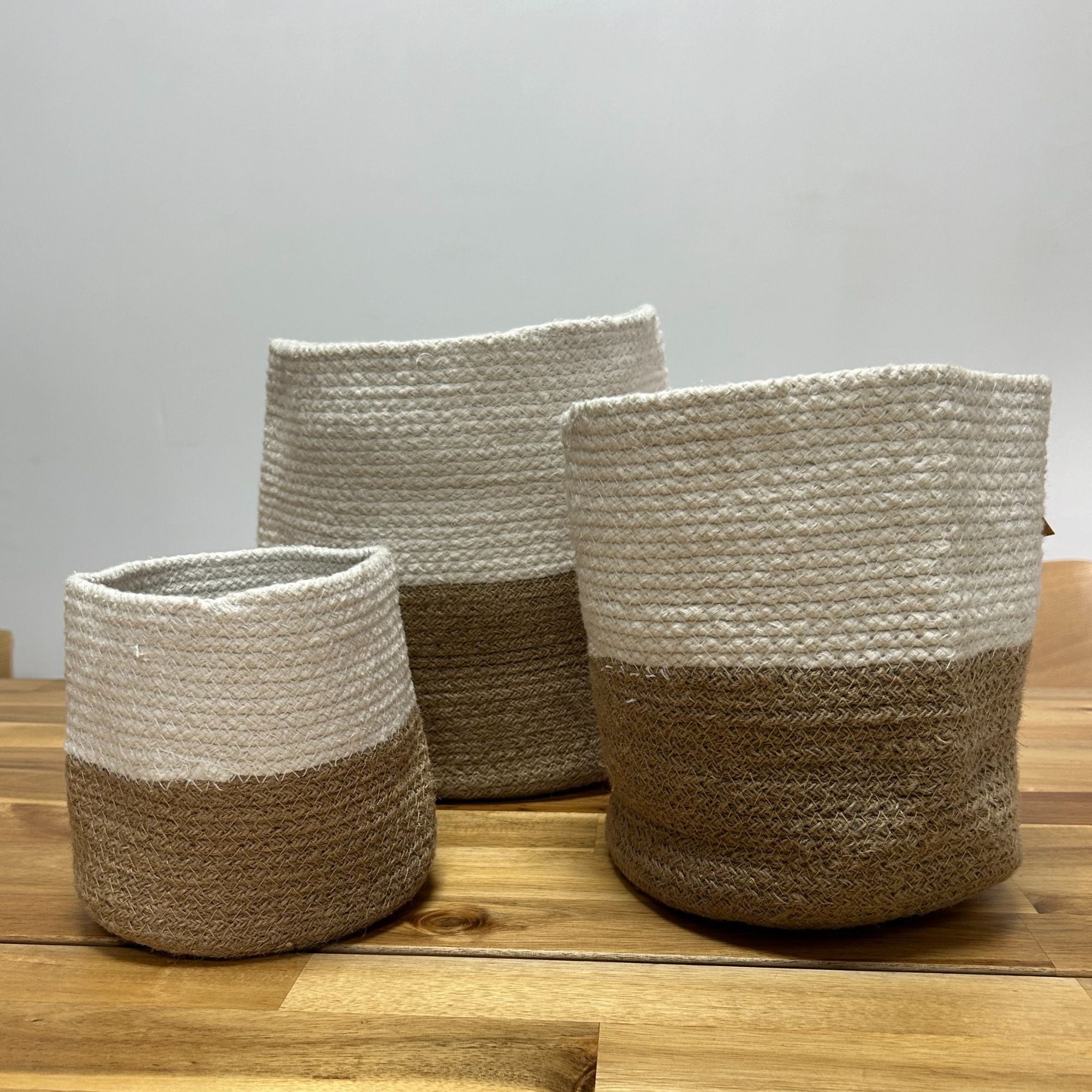 Conjunto de Cestos em Algodão e Juta – Branco
