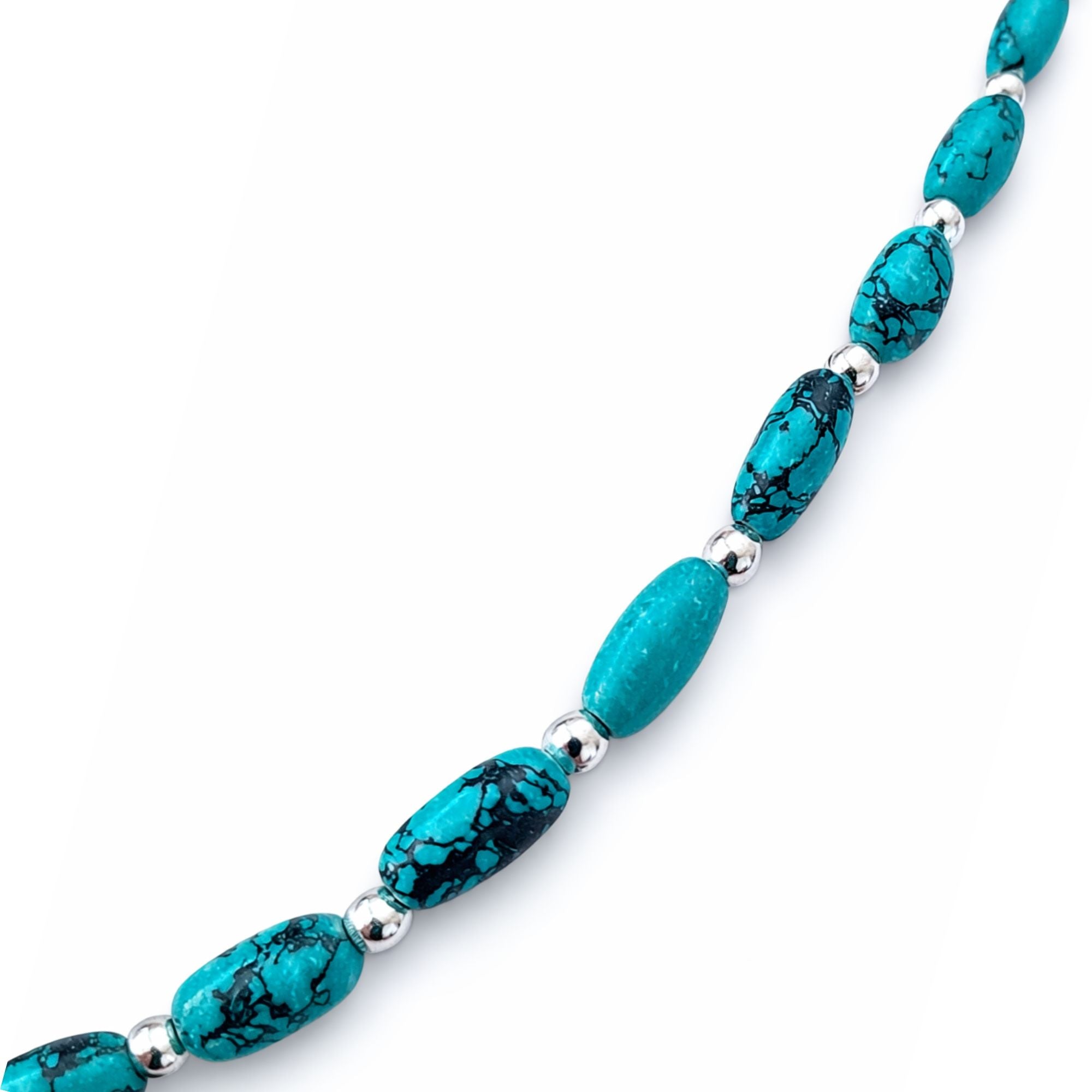 Colar de Turquesa Nepalês - (50 cm) e Pulseira - (17 cm) Conjunto