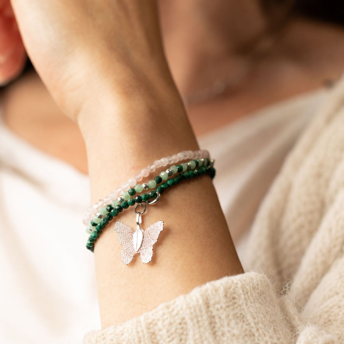 Conjunto de 3 Pulseiras Nymph Spirit com Pedras Naturais - Espírito do Bosque