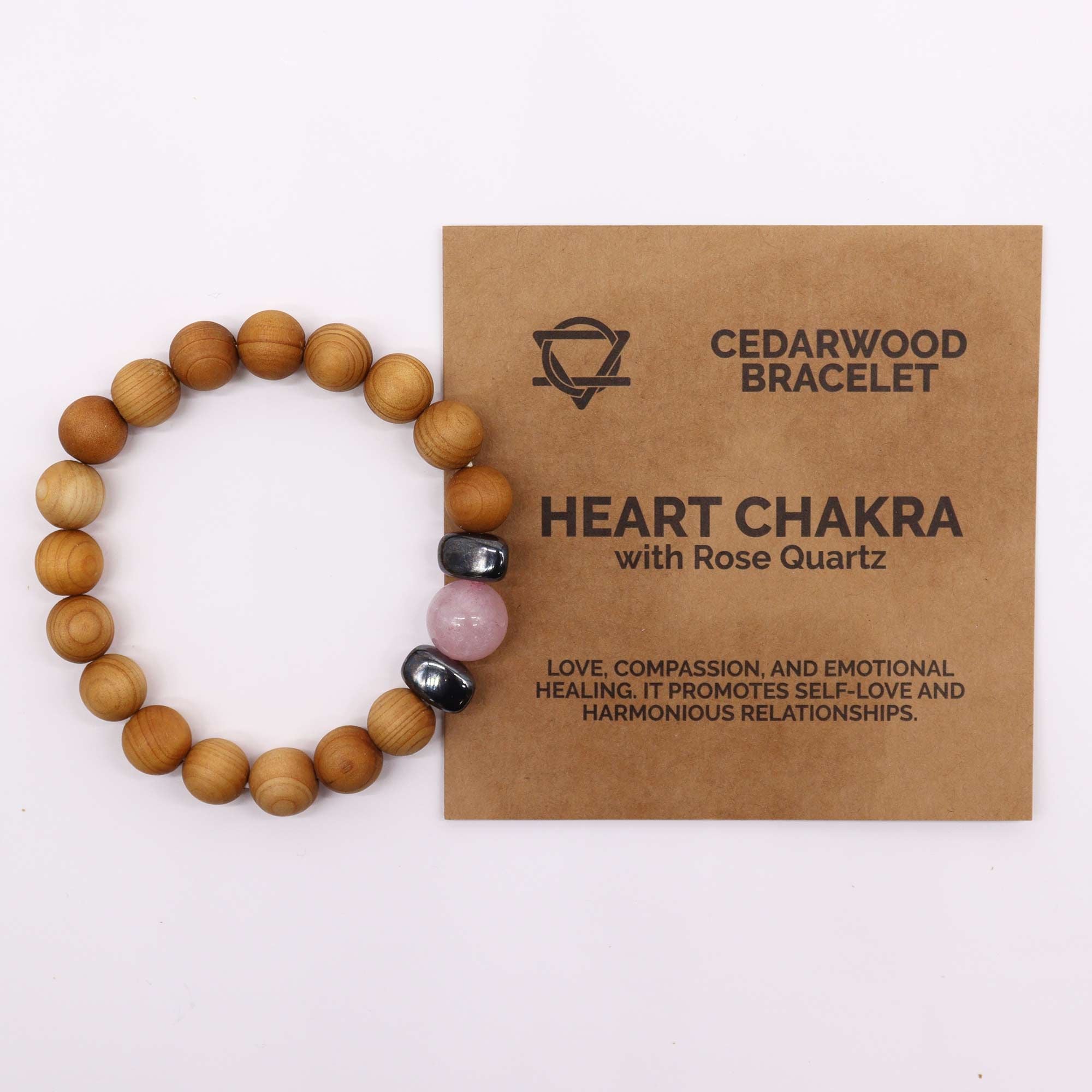 Cedar Bracelet – Heart Chakra – Rose Quartz