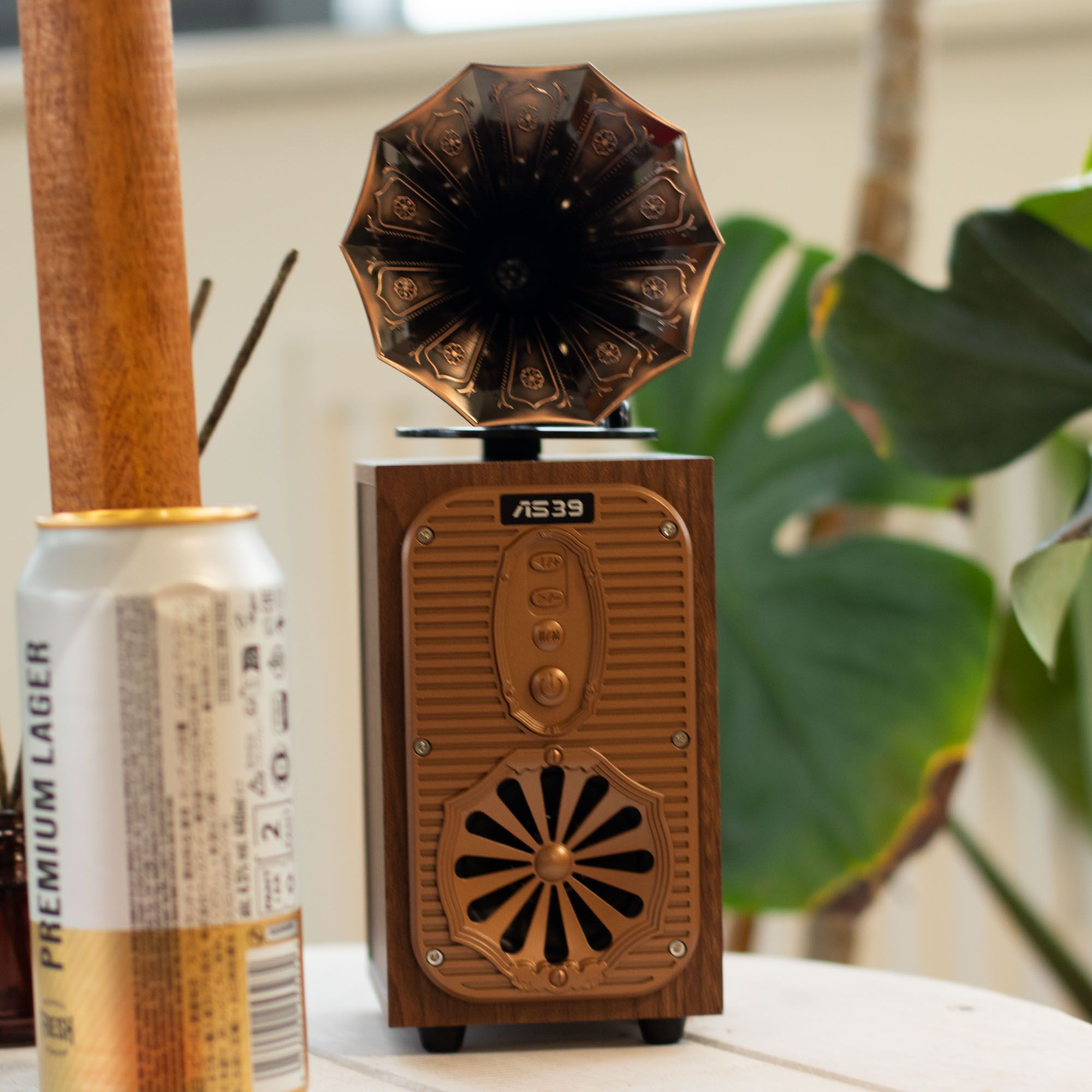 Coluna de Som Gramofone Retro Alto Bluetooth