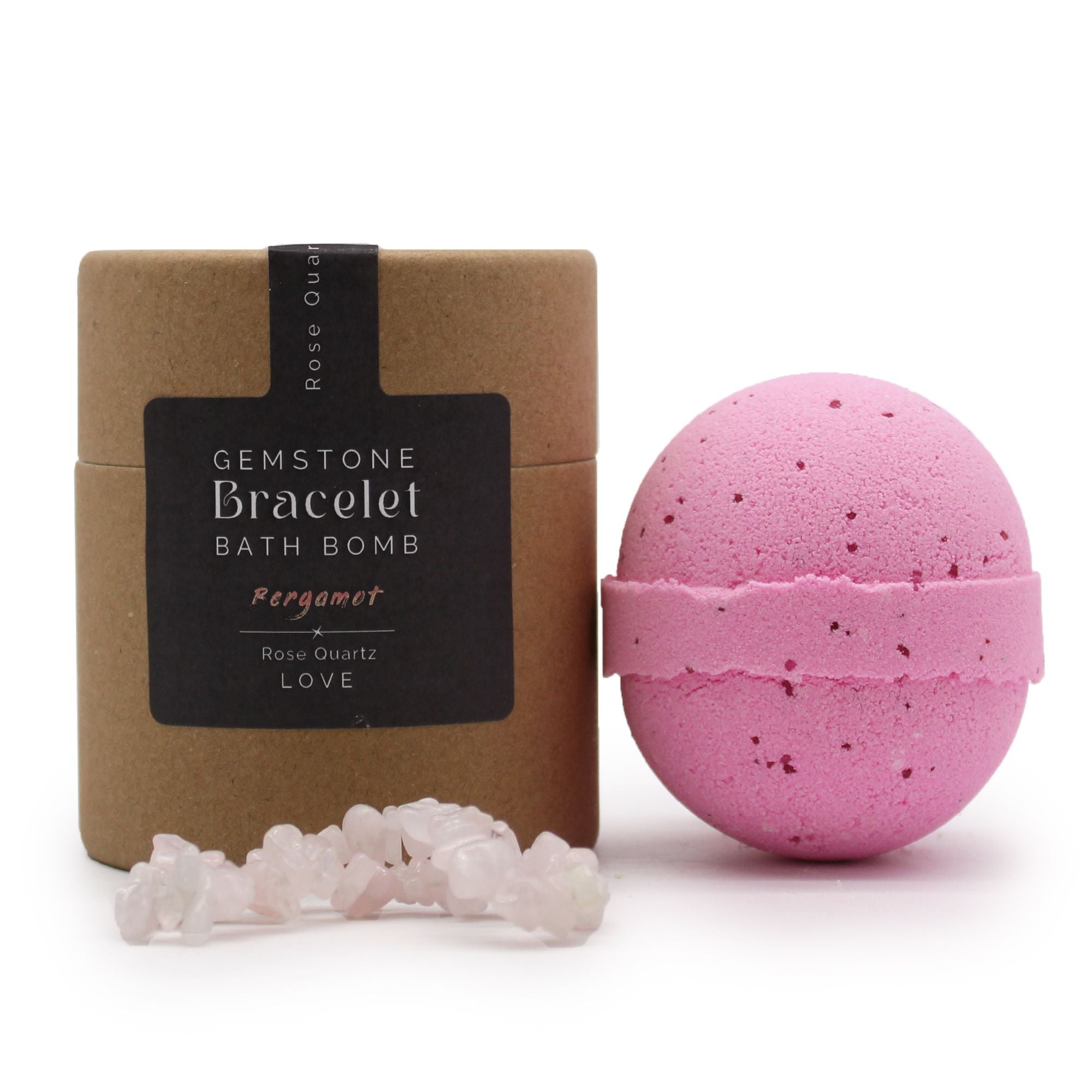 Bomba de Banho com Pulseira de Pedra Natural - Quartzo Rosa