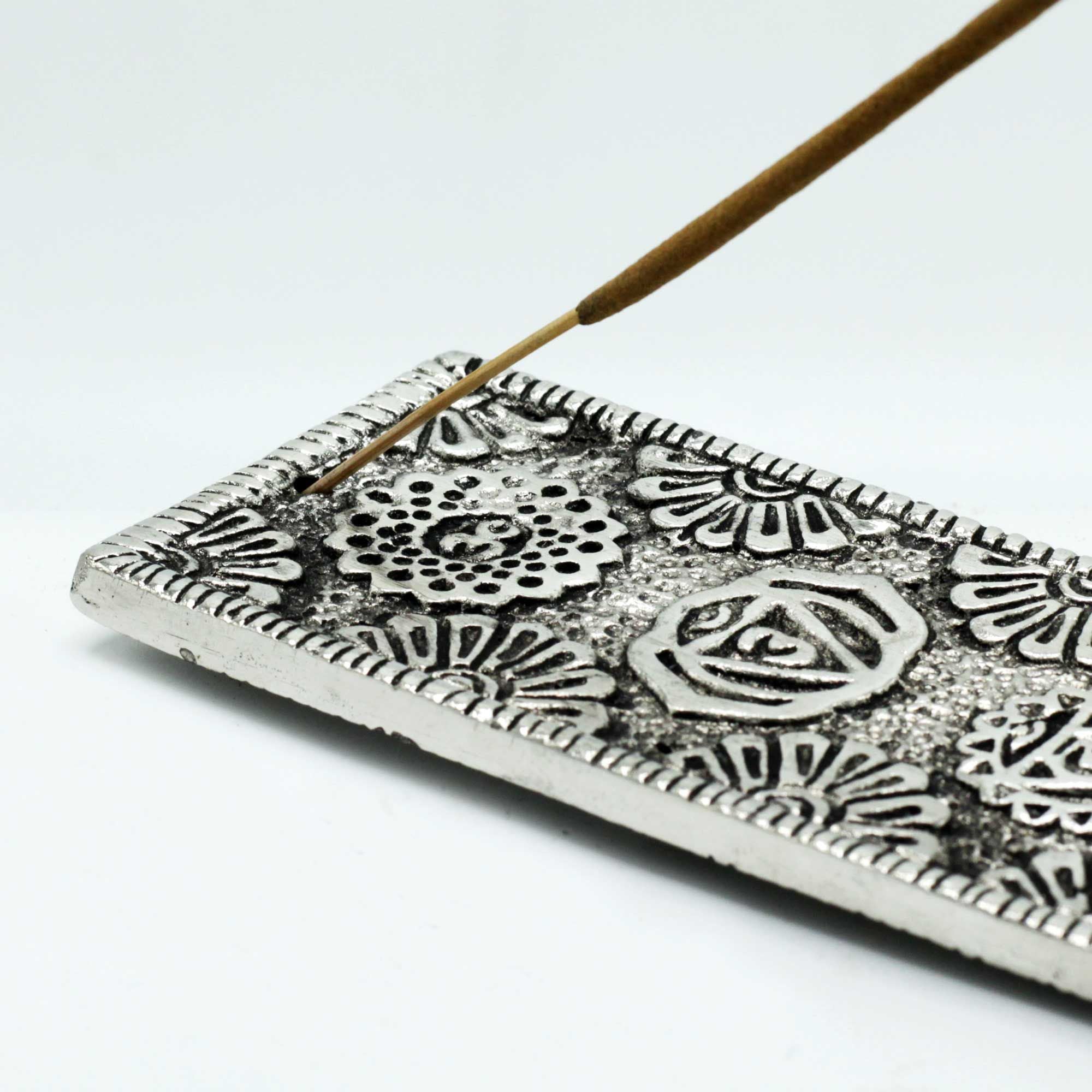 Polished Aluminium Long Chakras Incense Holder