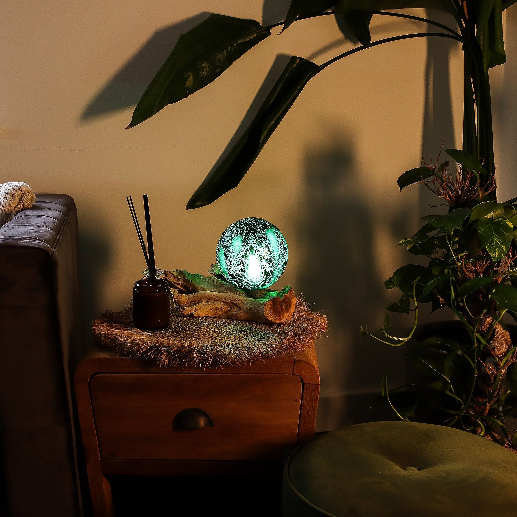 Lâmpada de Mesa com Acabamento Craquelado – Verde Esmeralda