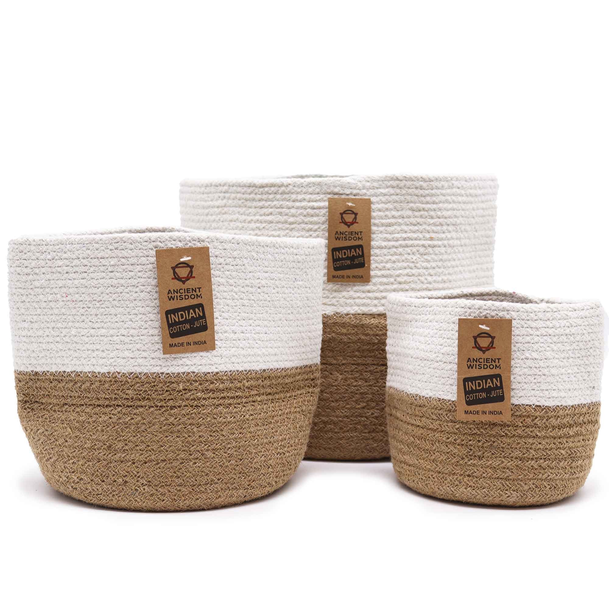 Conjunto de Cestos em Algodão e Juta – Laranja