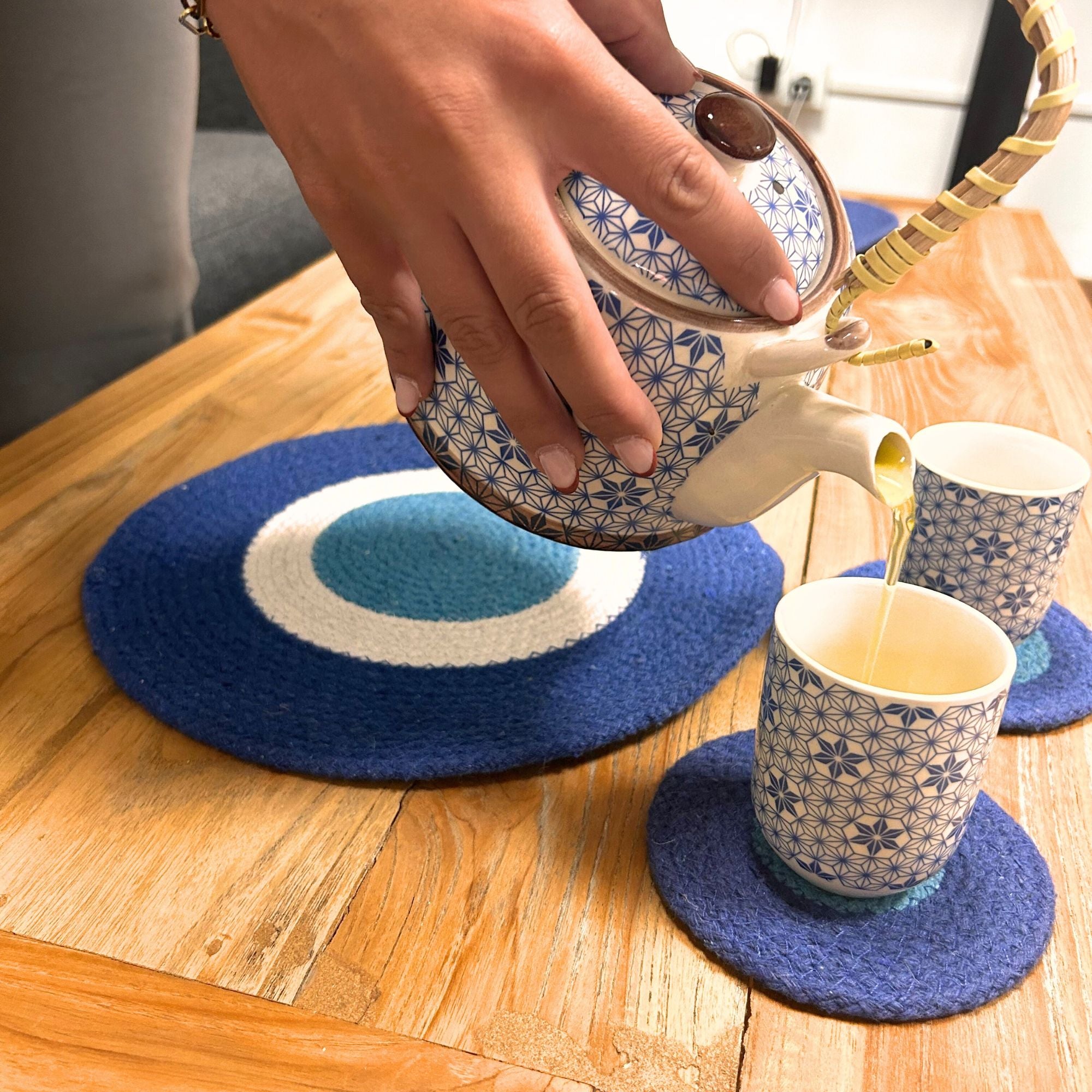 Conjunto de Bases e Individuais em Corda de Juta Olho Turco