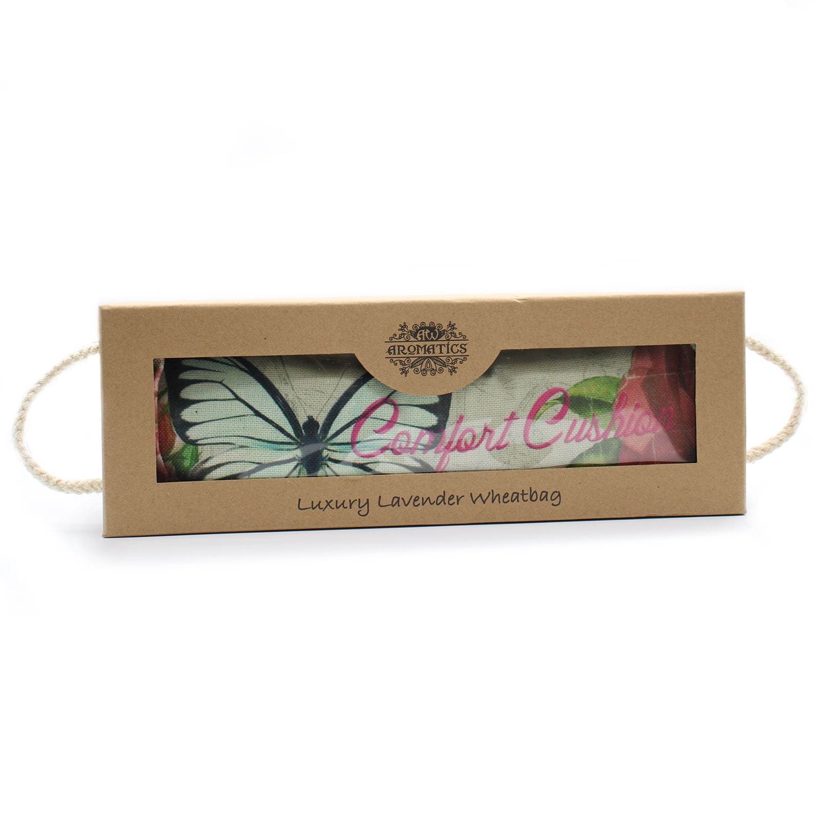 Bolsa de Trigo de Lavanda Premium em Caixa de Presente – Borboletas e Rosas