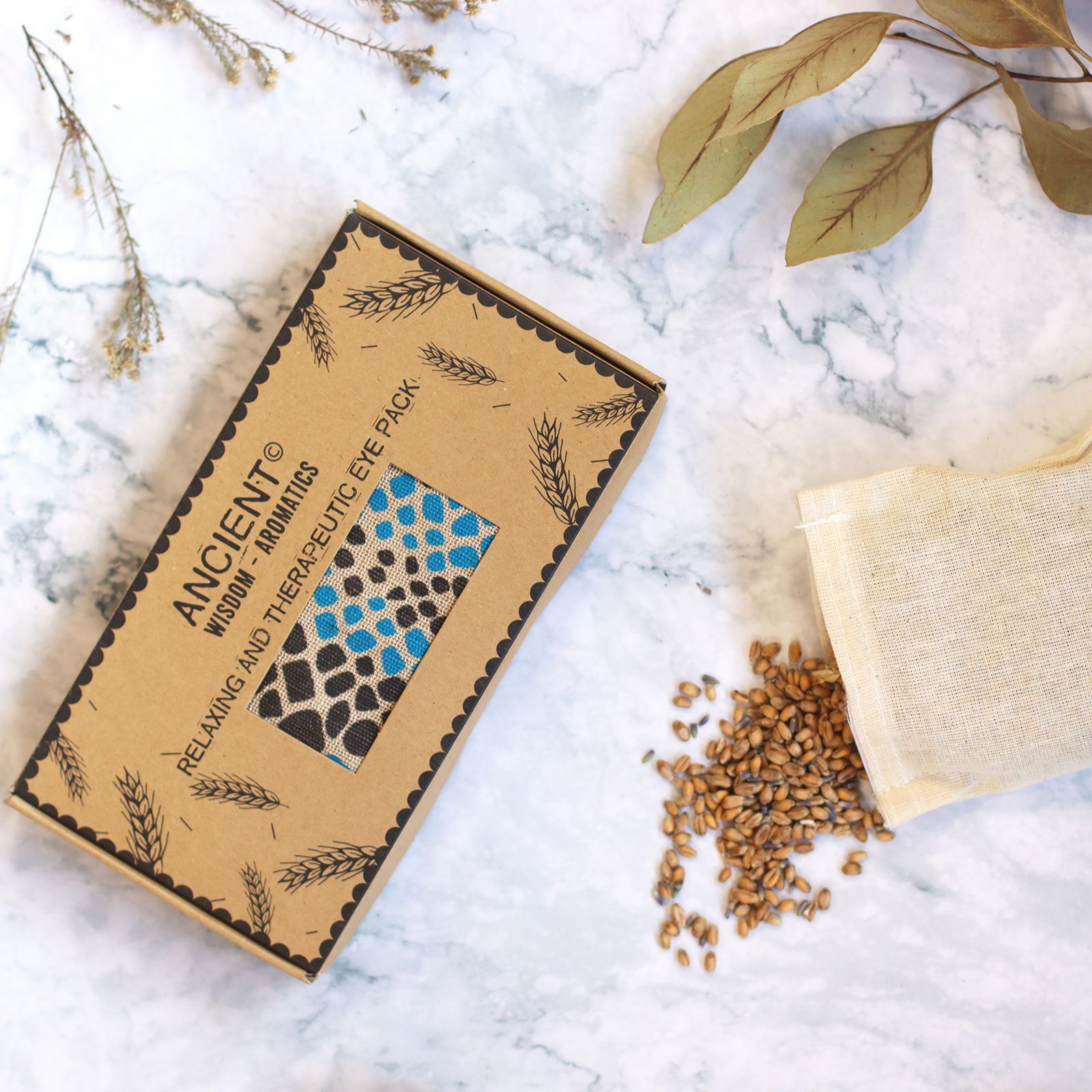 Almofada de Olhos de Trigo com Lavanda em Caixa de Presente - Víbora Azul