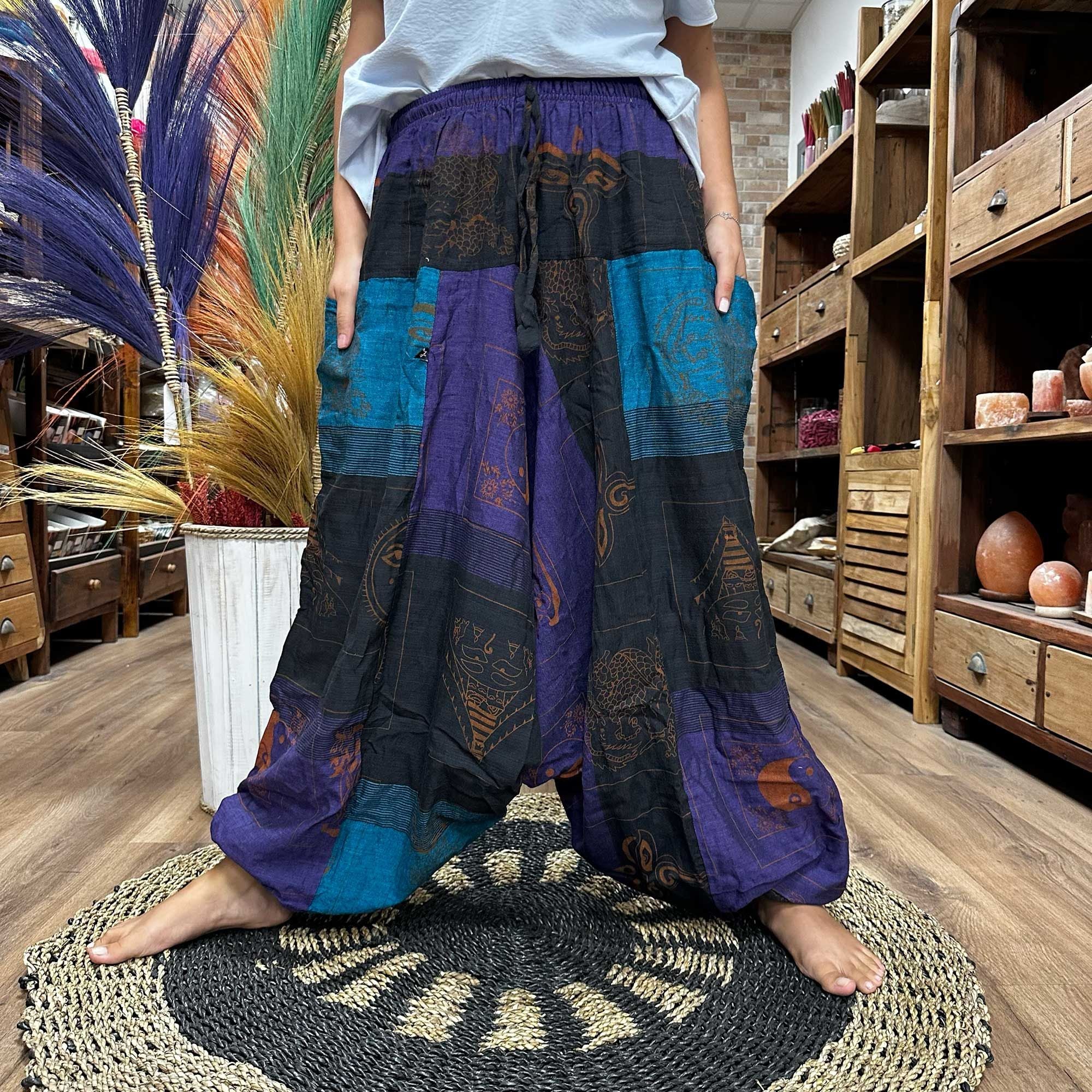 Calças de ioga e festivais - Aladdin Himalayan Print em roxo