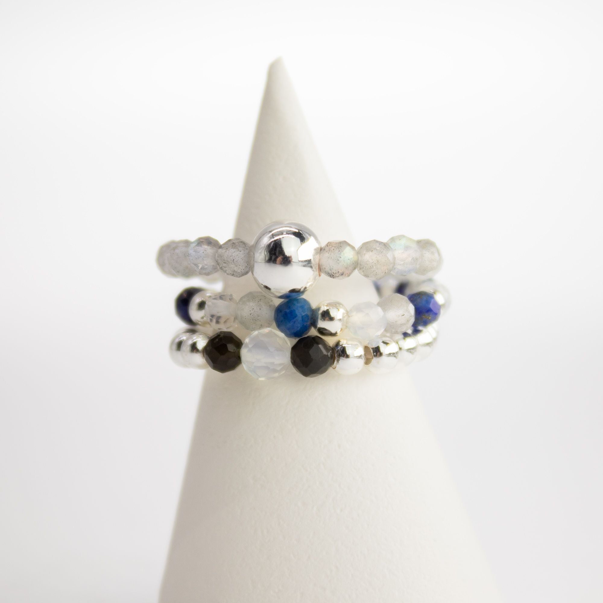 Conjunto de Anéis com Pedra Nymph – Aurora Boreal