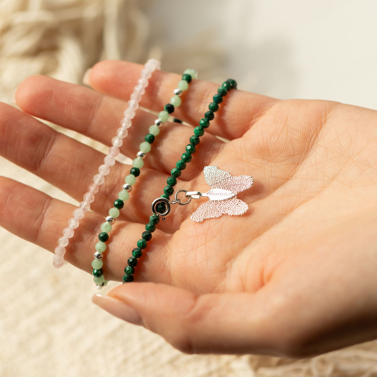 Conjunto de 3 Pulseiras Nymph Spirit com Pedras Naturais - Espírito do Bosque