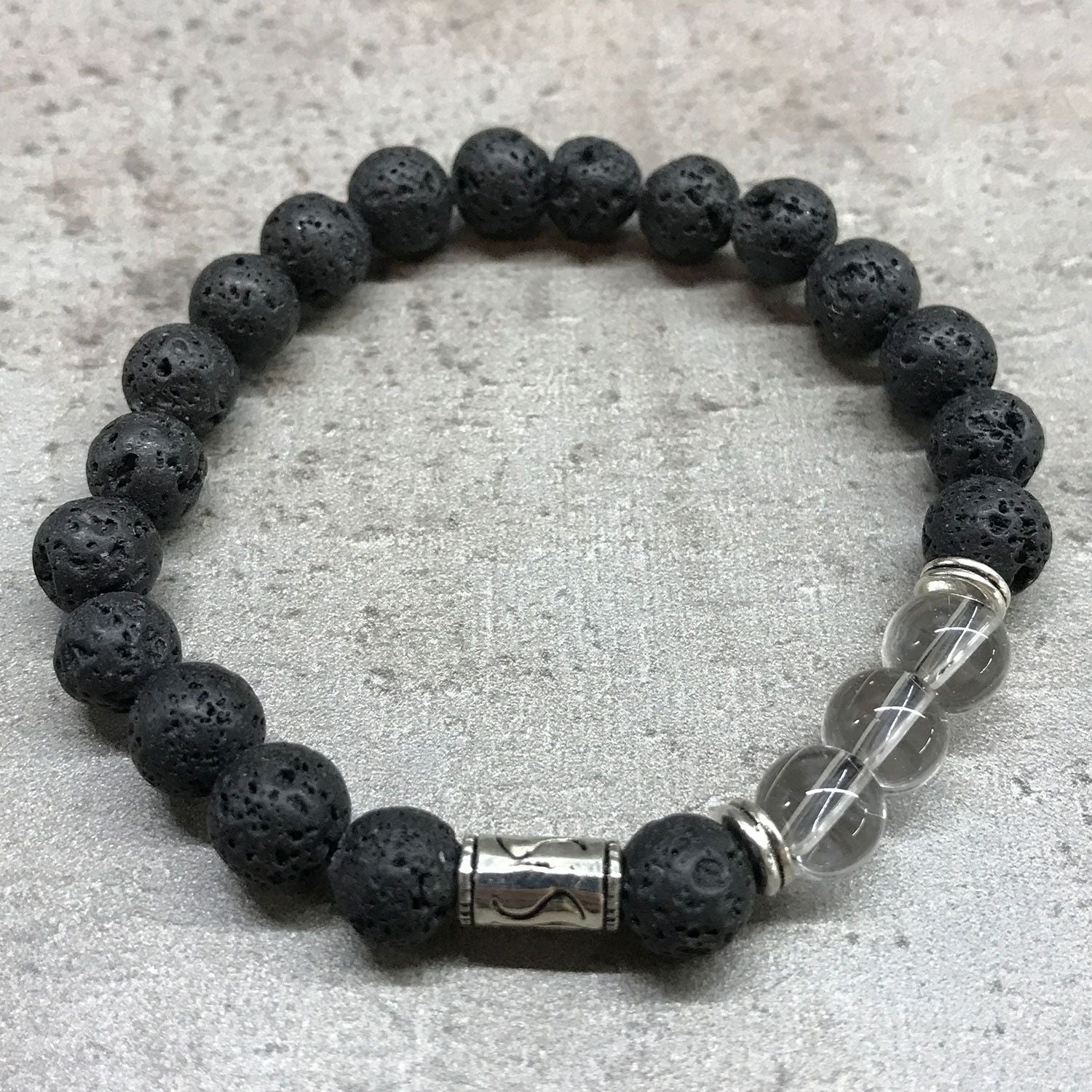 Pulseira em Pedra Lava – Tribal – Quartzo Transparente