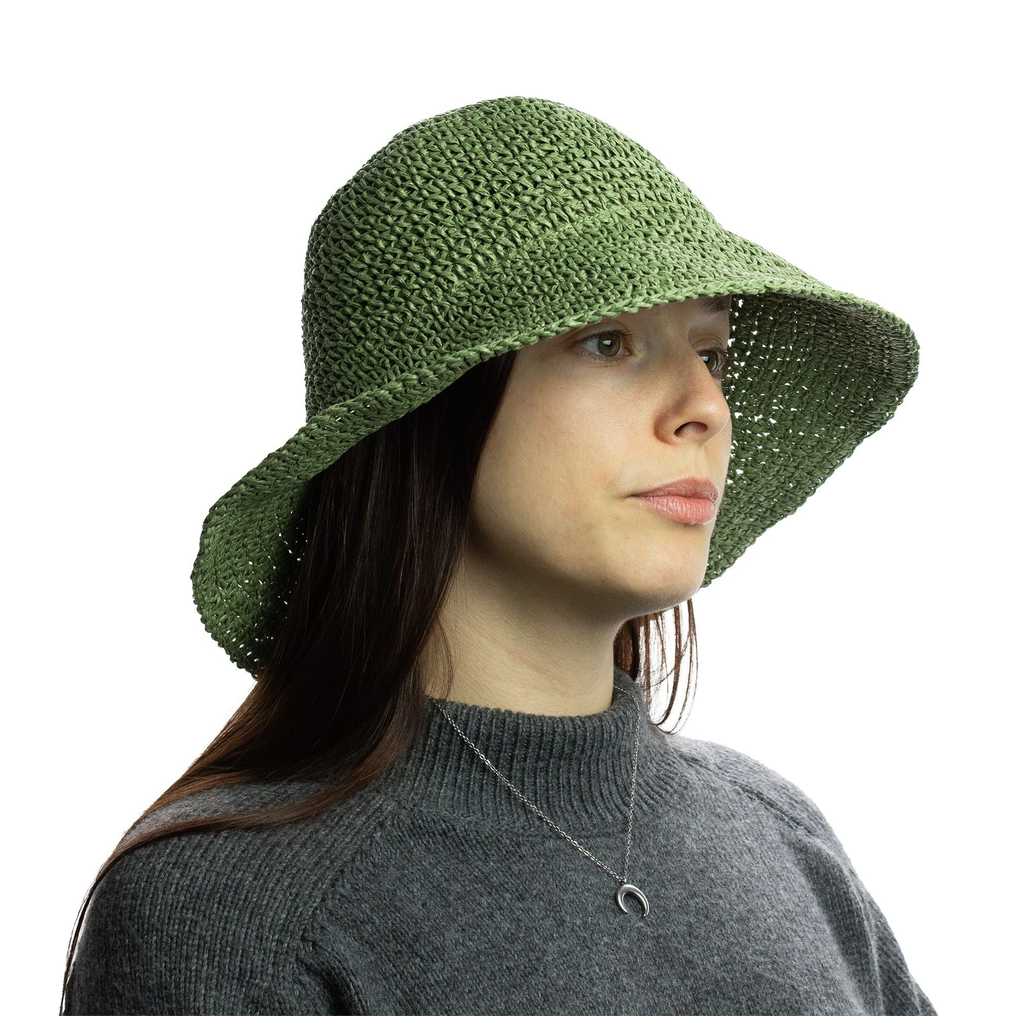 Chapéu de sol Nomad Sari em palha floppy - Verde Musgo