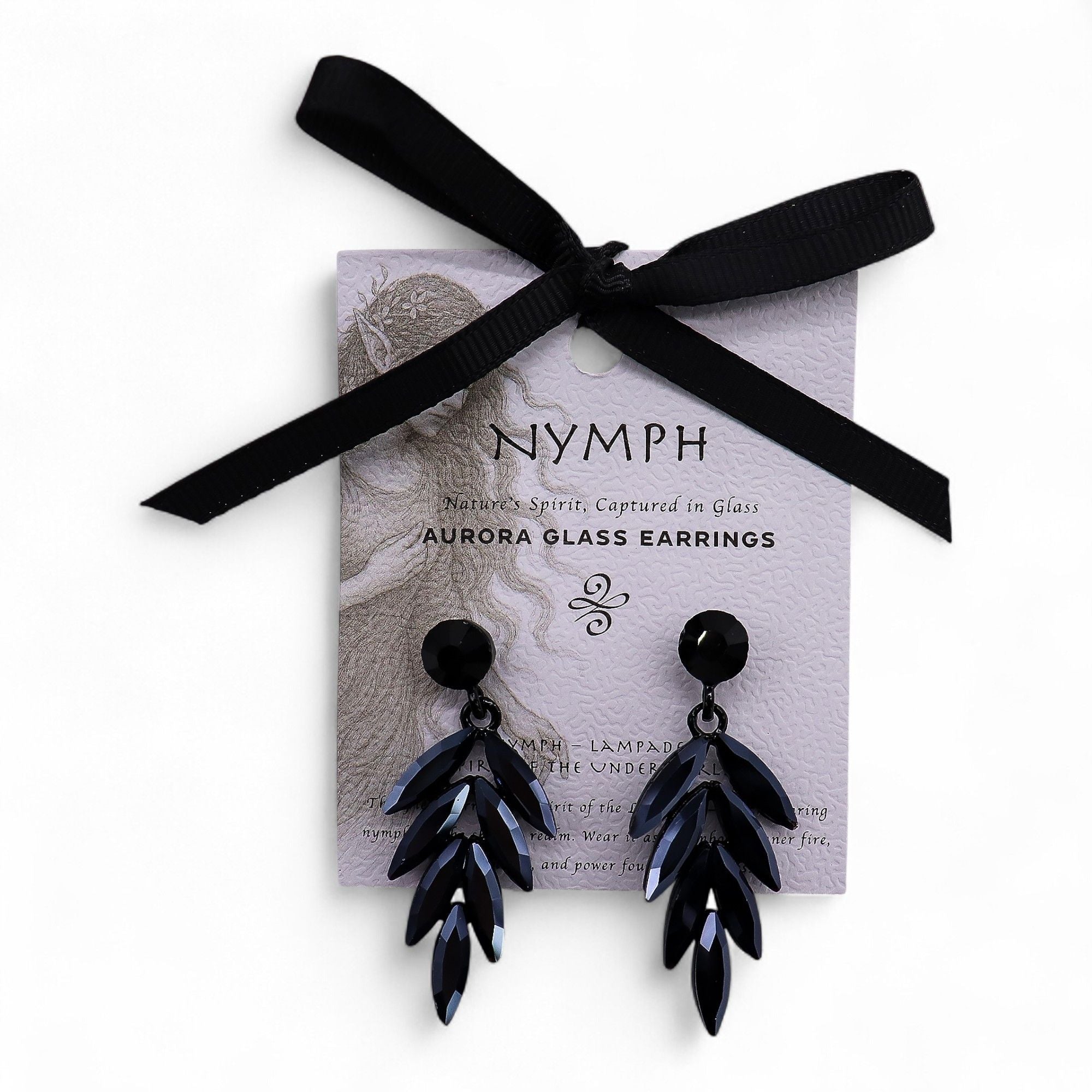 Vintage Crystal Earrings - Long - Jet Black