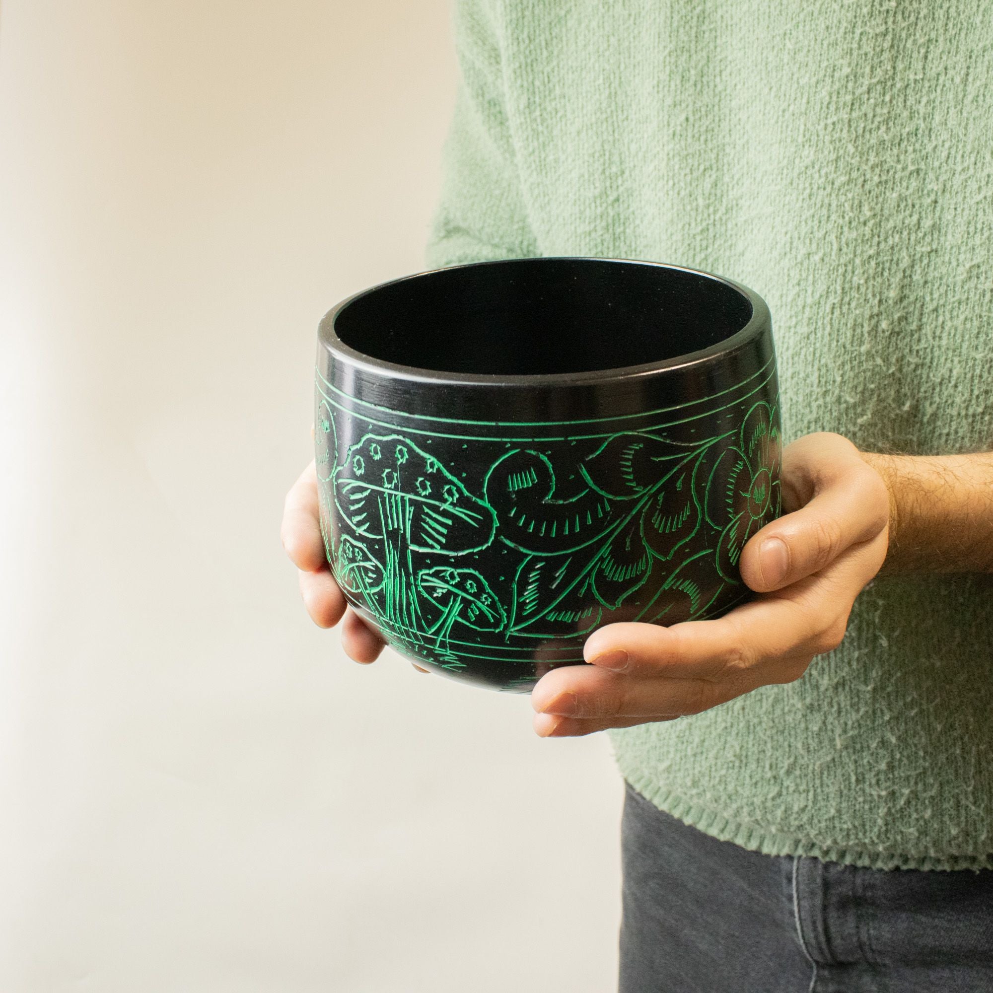 Taça Tibetana Tipo Caldeirão – Cogumelo Mágico – Verde