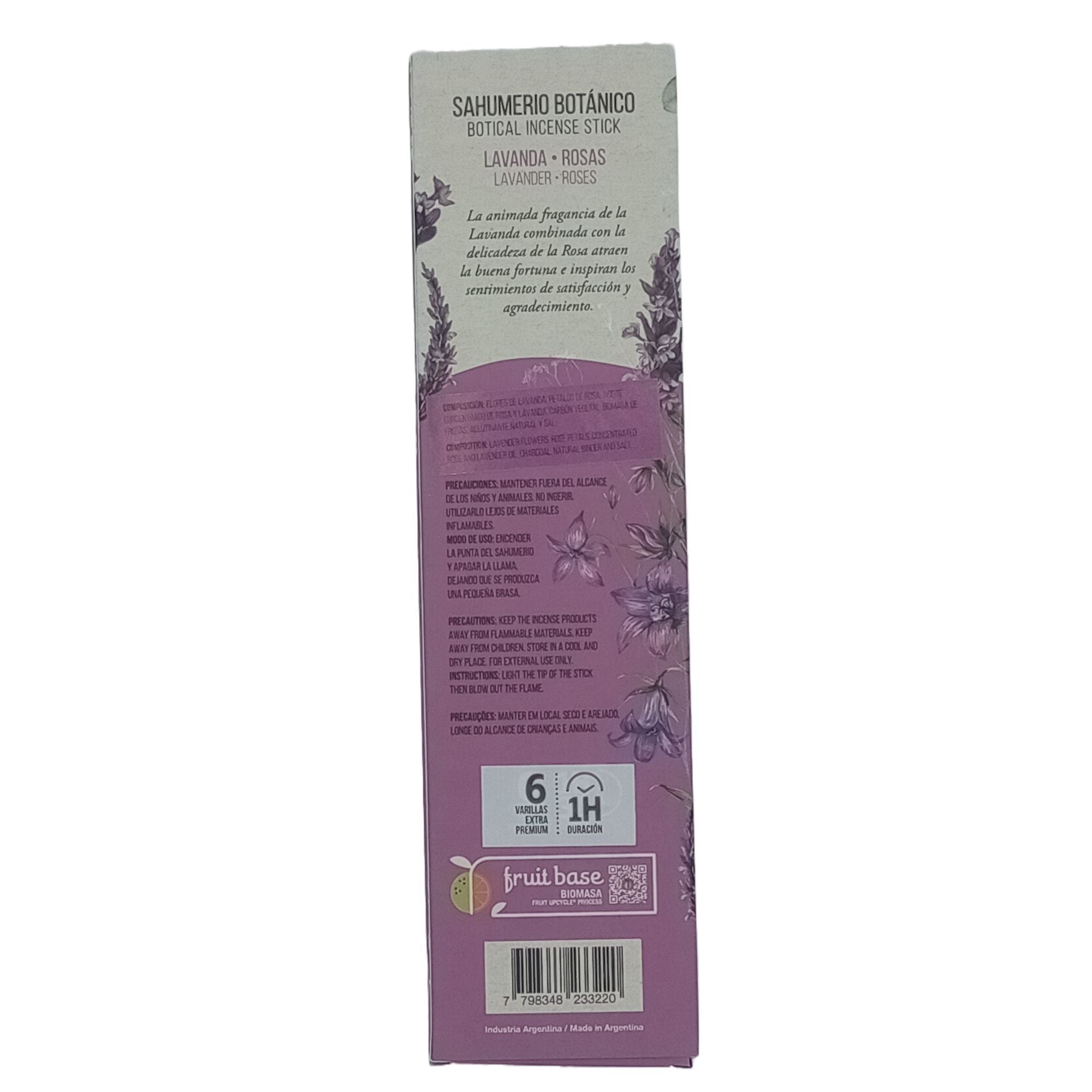 Incenso Botânico Lavanda e Rosa