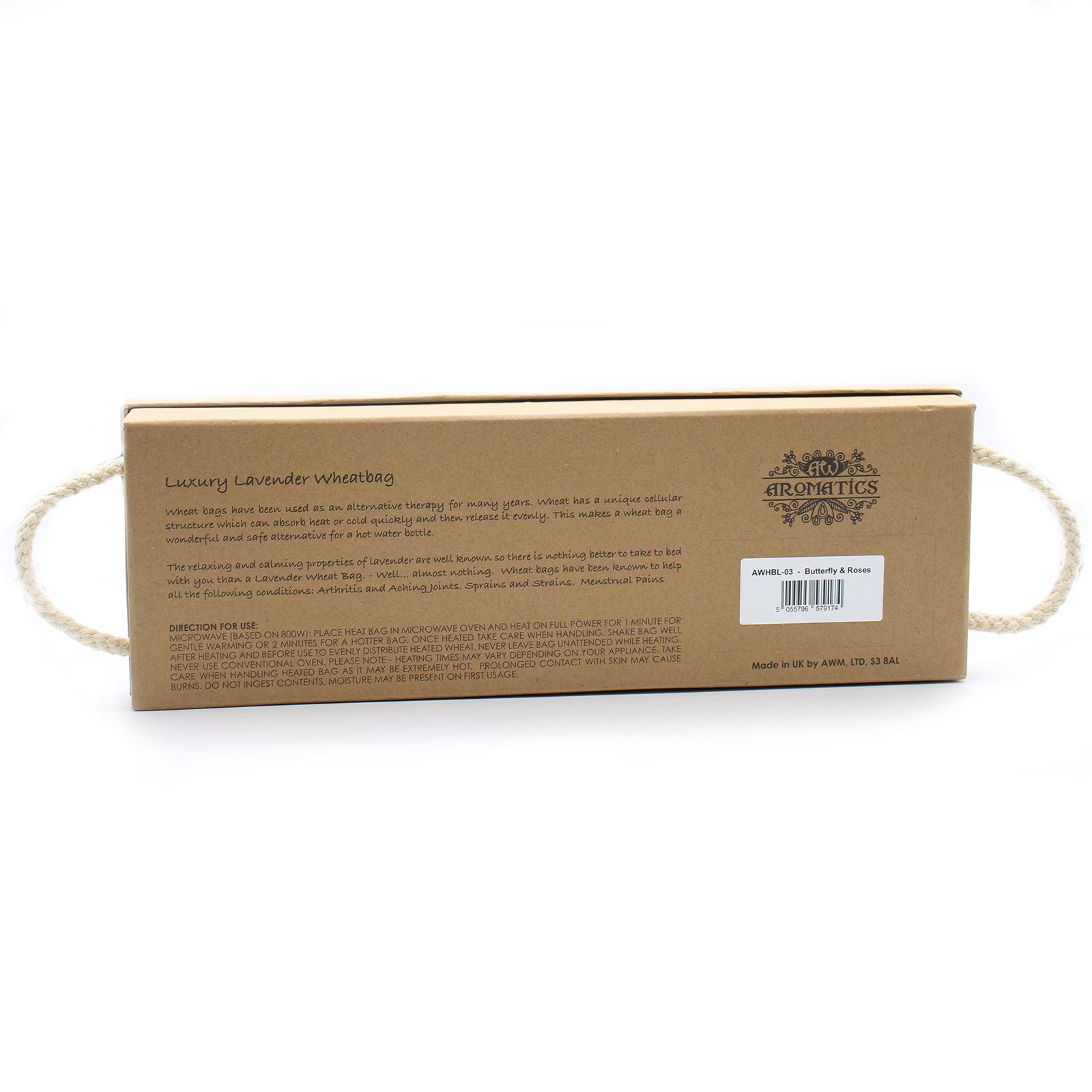 Bolsa de Trigo de Lavanda Premium em Caixa de Presente – Borboletas e Rosas