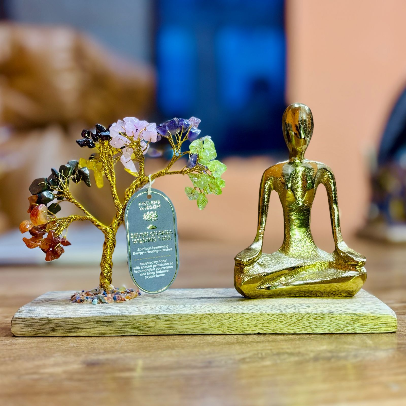 Jardim de Yoga em Pedras Naturais Postura Mudra Sete Chakras Árvore Inclinada (100 Pedras)