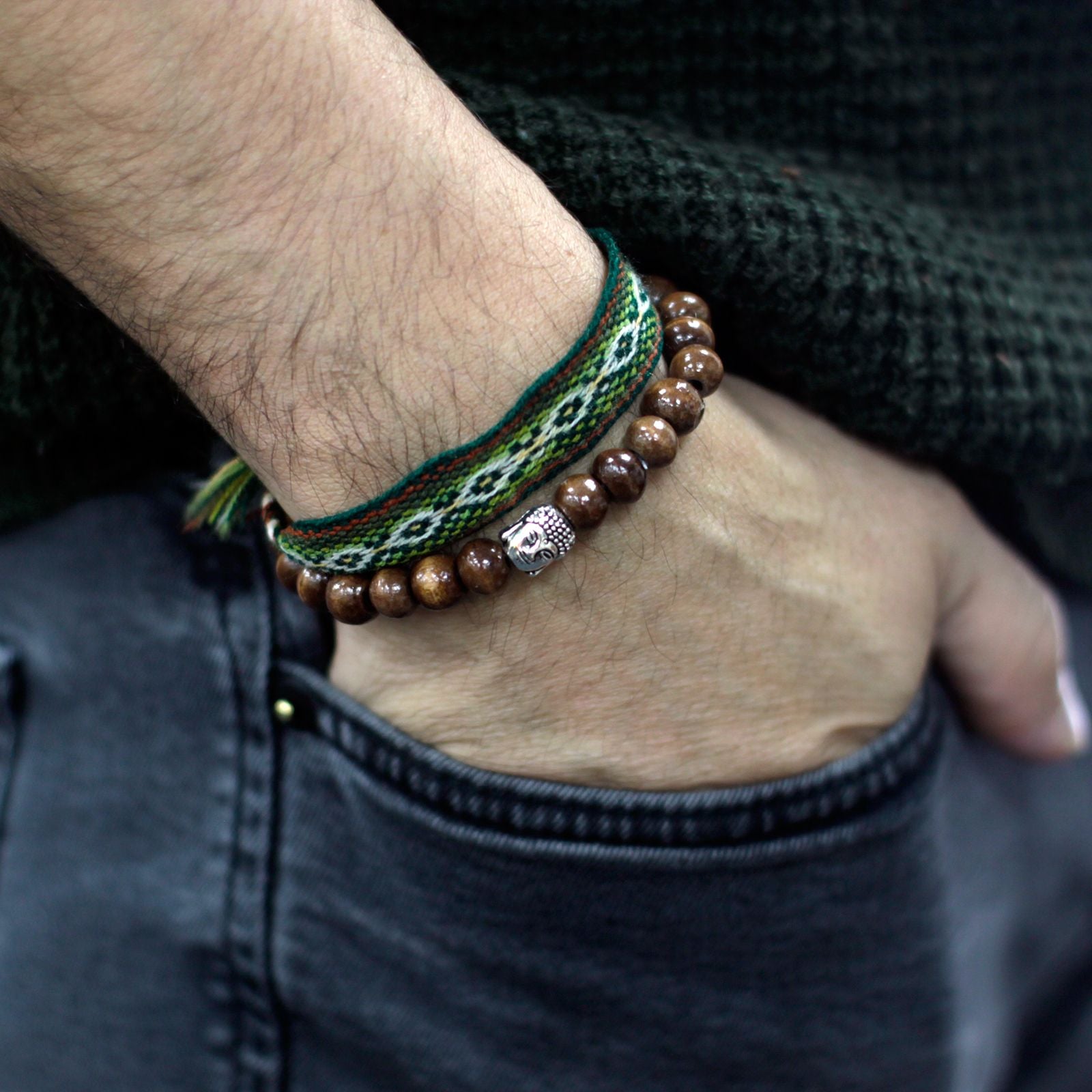 Buddha Bracelet with Brown Beads
